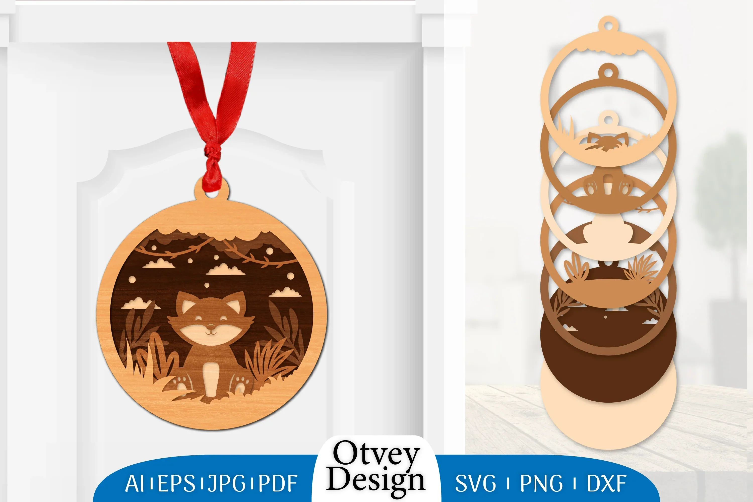 3D Animal Ornament Layered Lasercut SVG Bundle