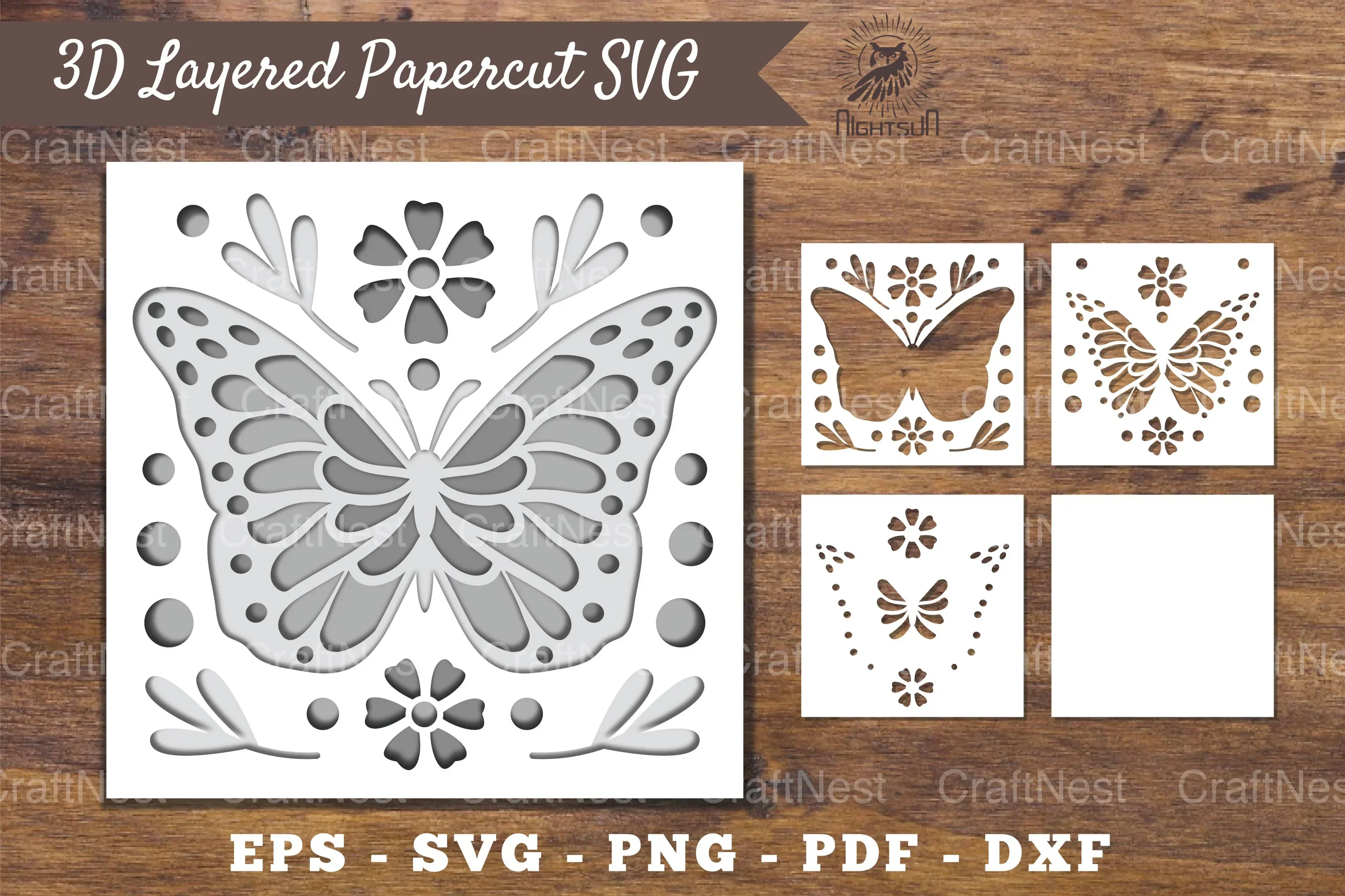 3D Butterfly Layered Papercut Clipart Bundle