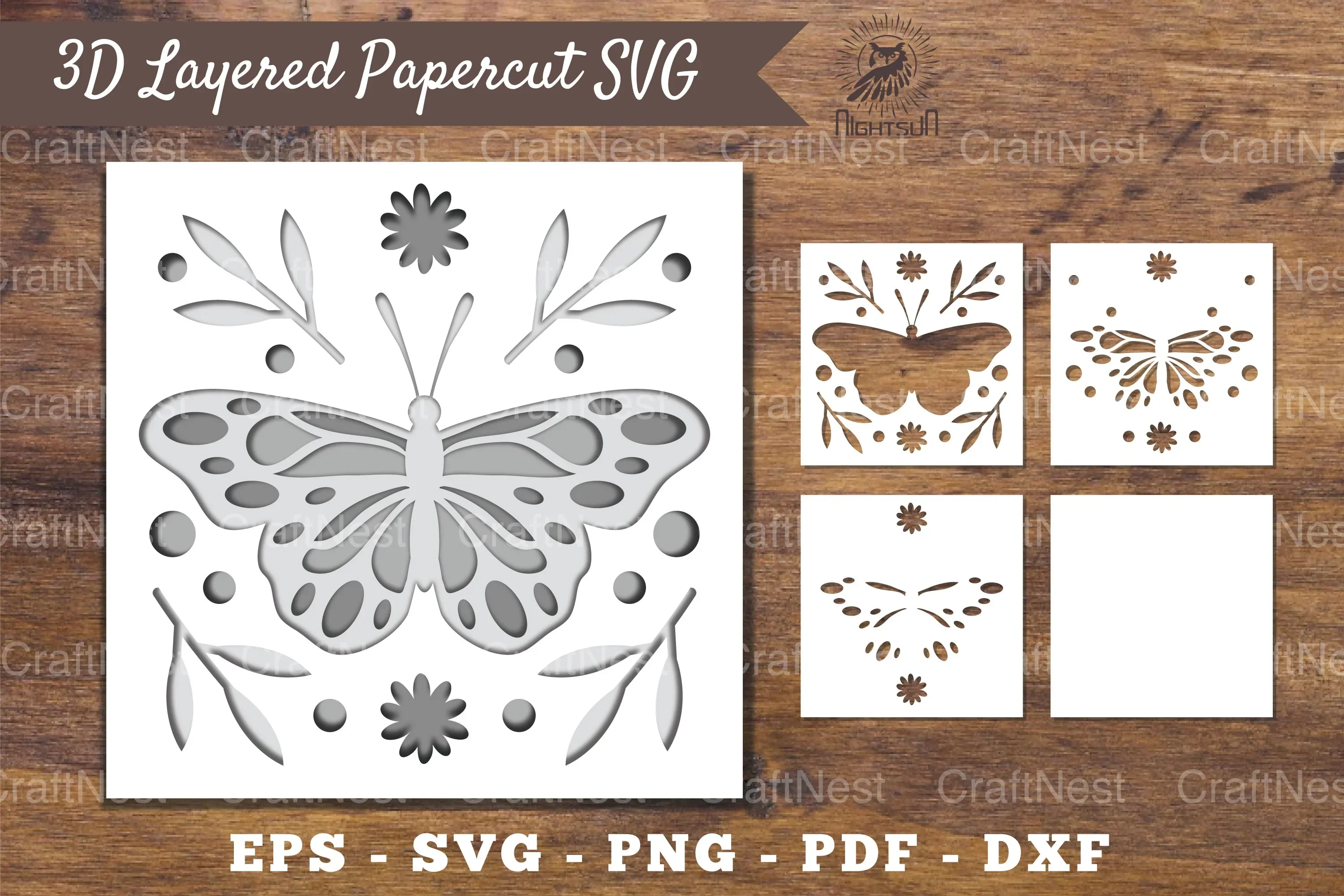 3D Butterfly Layered Papercut Clipart Bundle