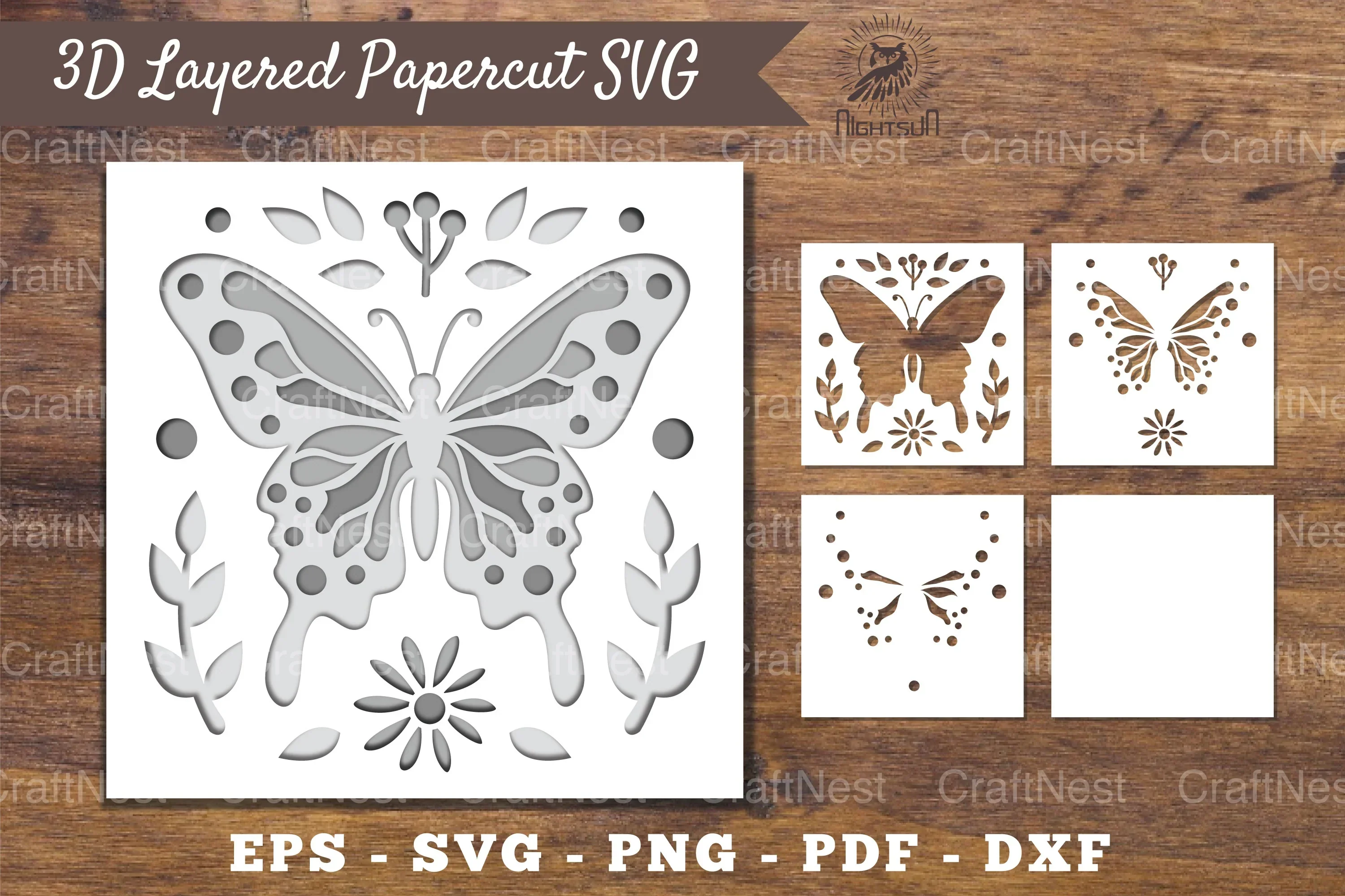 3D Butterfly Layered Papercut Clipart Bundle