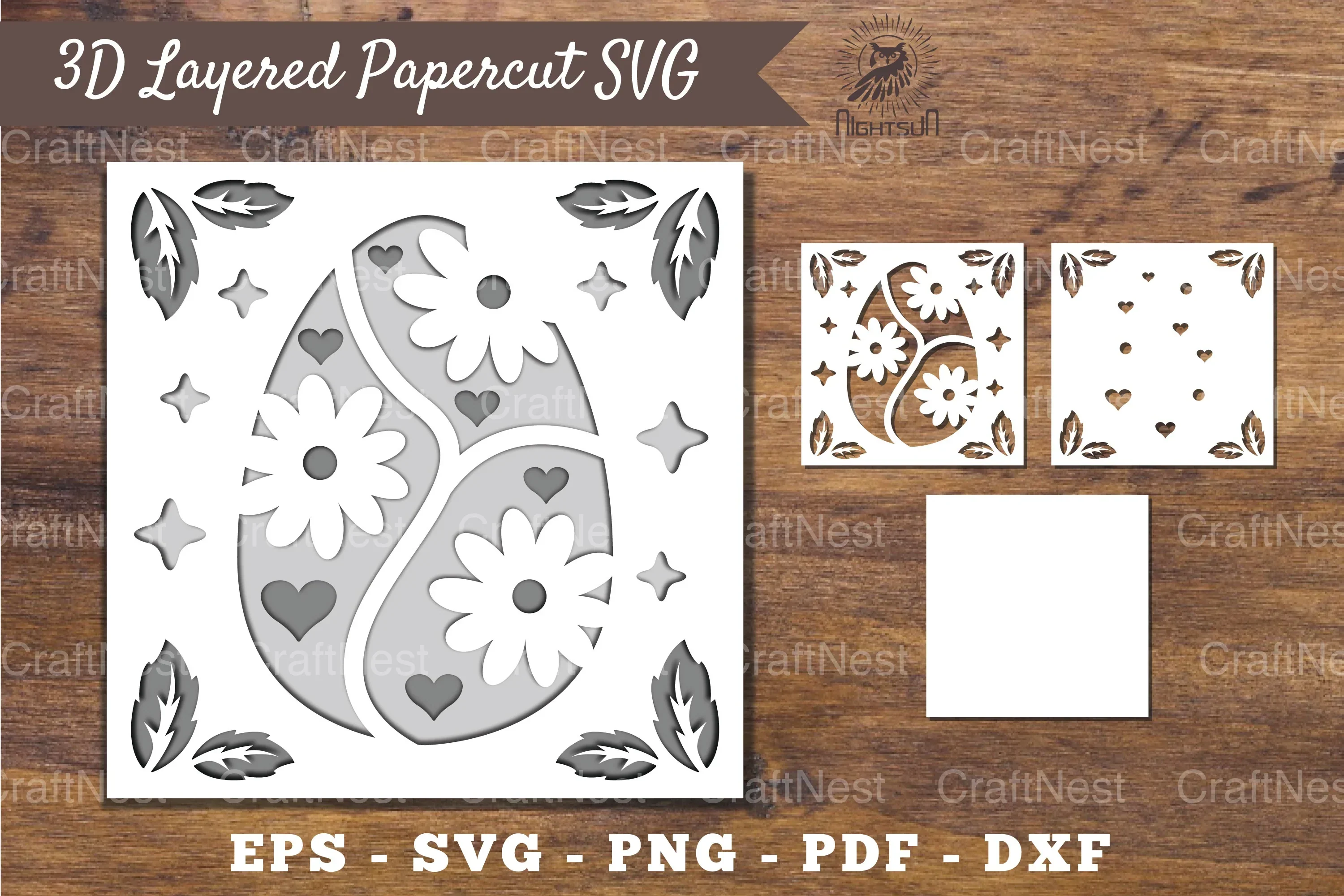 3D Easter Egg Layered Papercut SVG Bundle