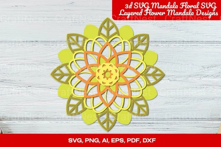 3D Floral Mandala Layered Flower SVG Bundle