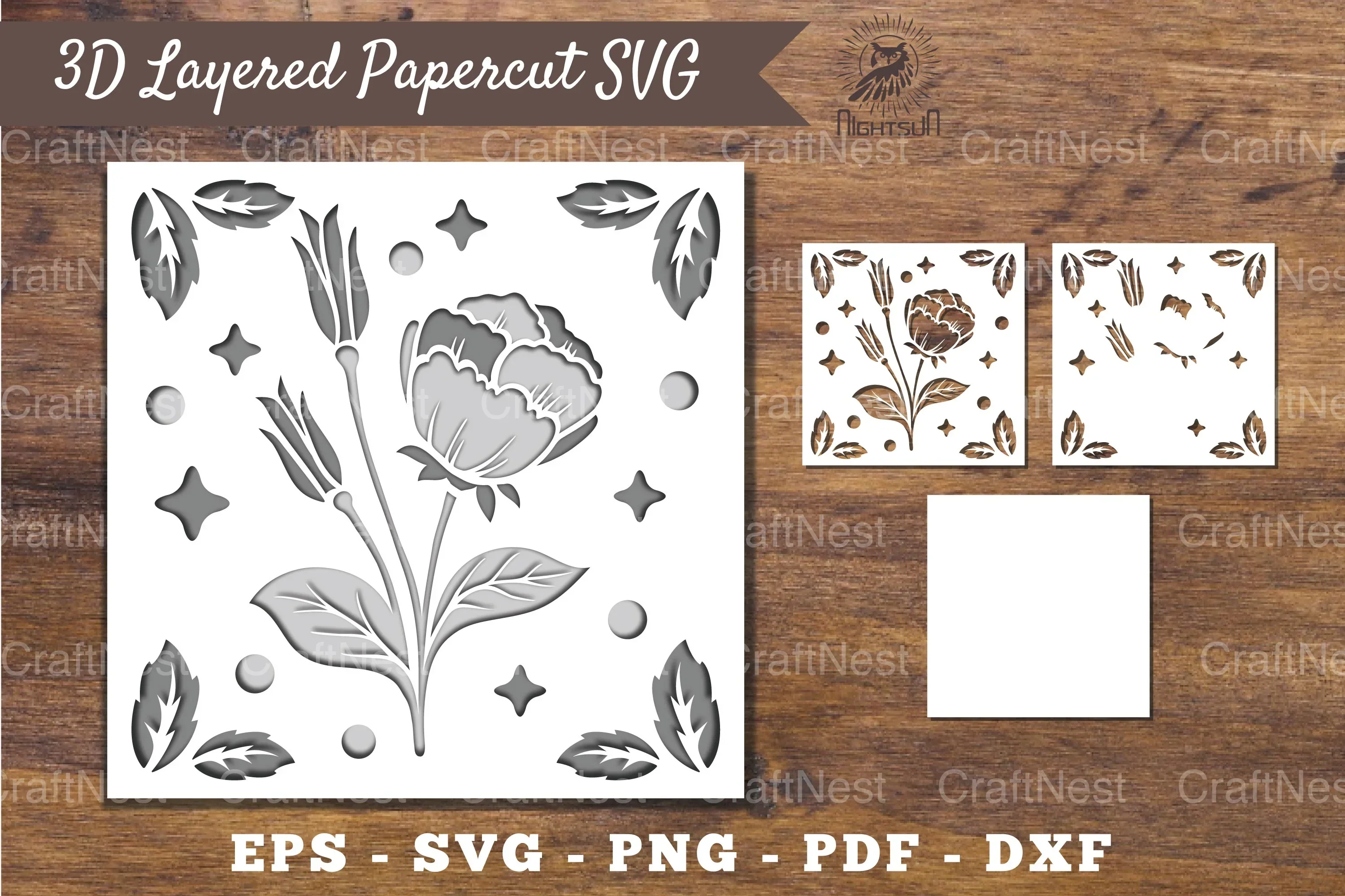 3D Flower Layered Papercut Clipart Bundle