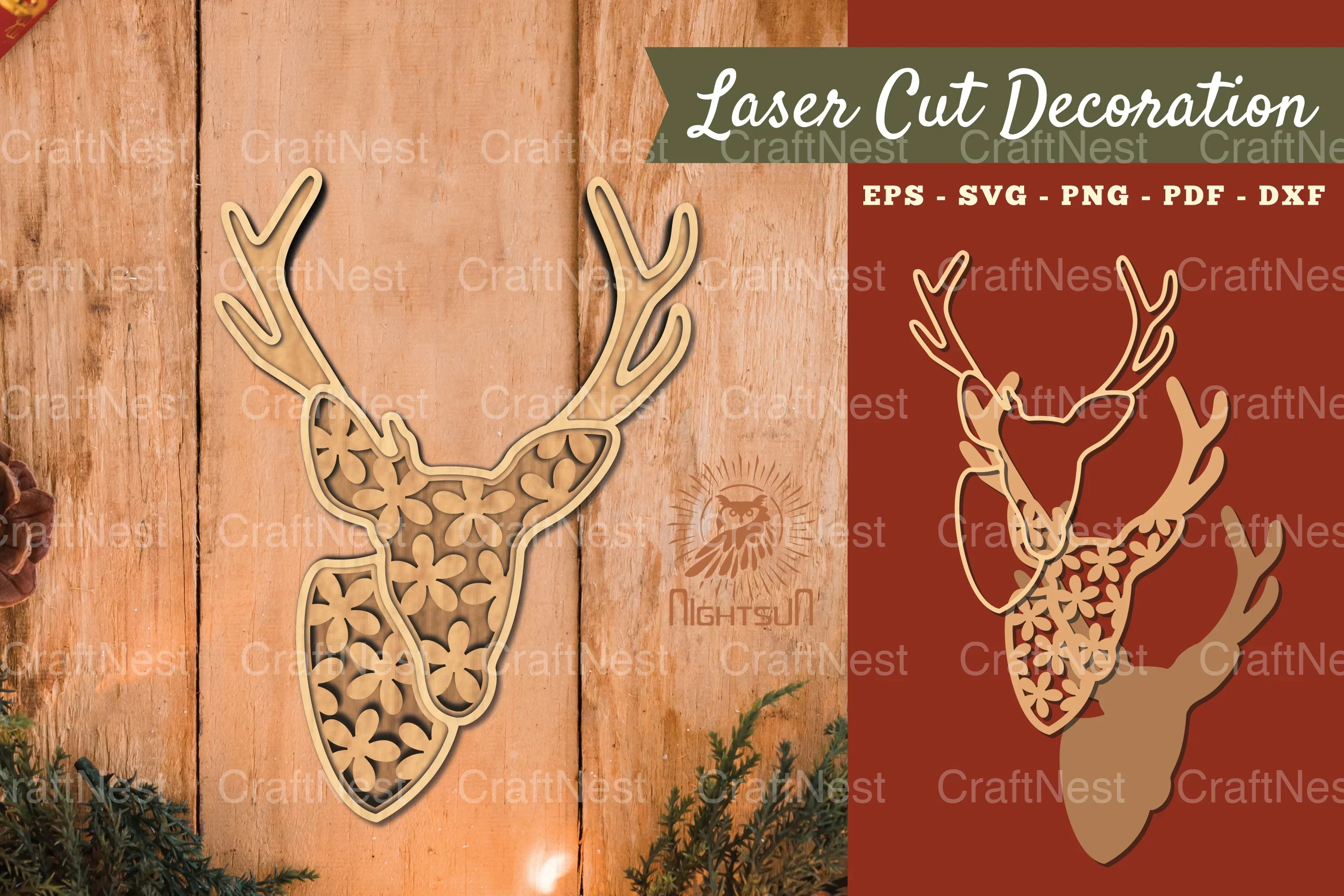 3D Flowers Deer Lasercut Decoration Clipart Bundle