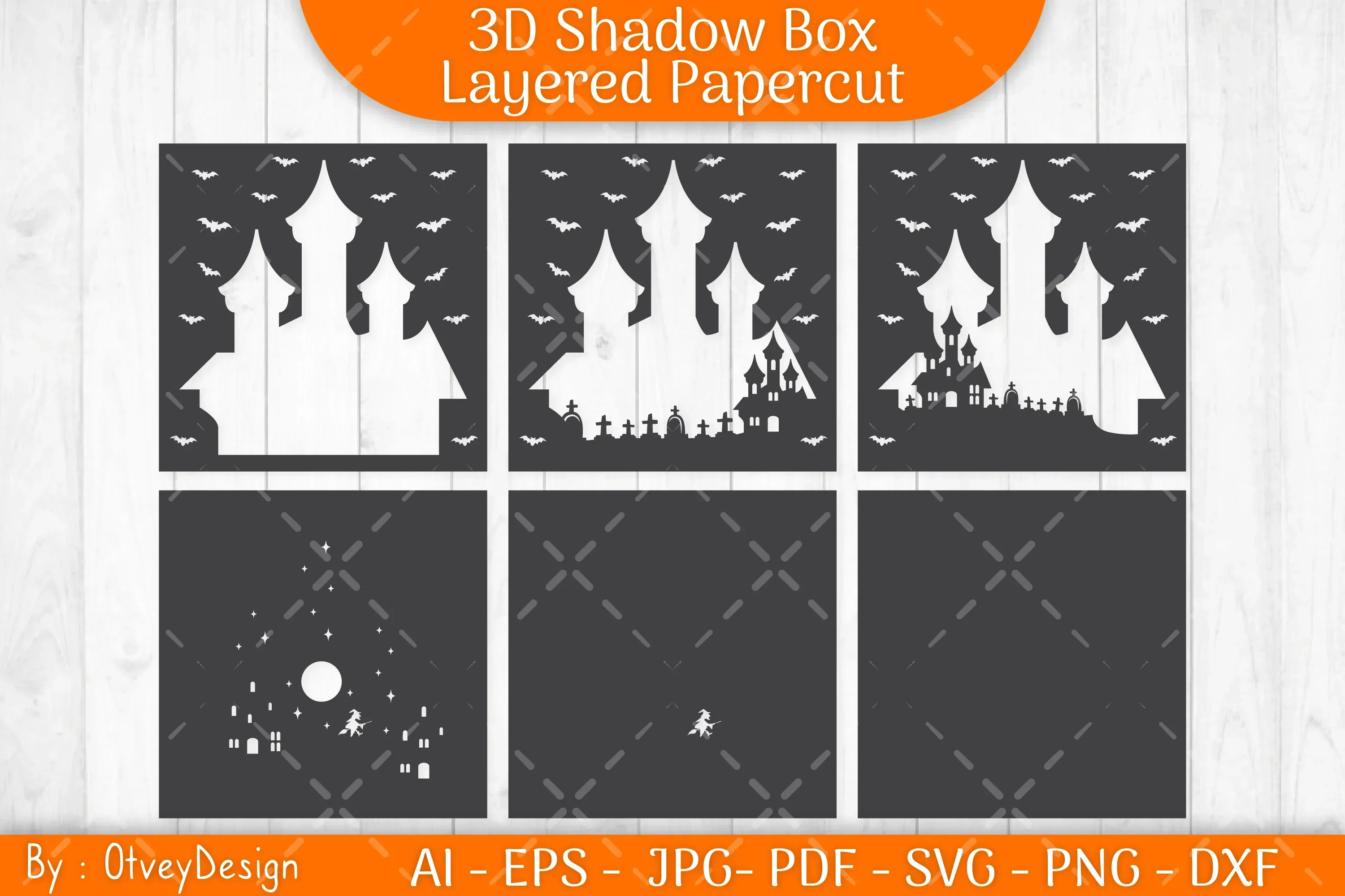 3D Halloween Scene Inside House Shadow Box SVG Bundle - Image 2