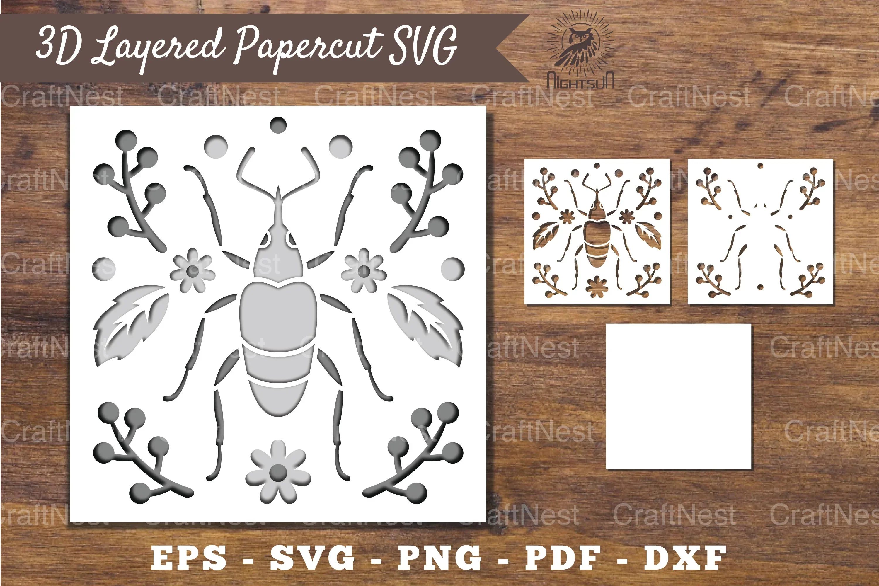 3D Insect Layered Papercut Clipart Bundle