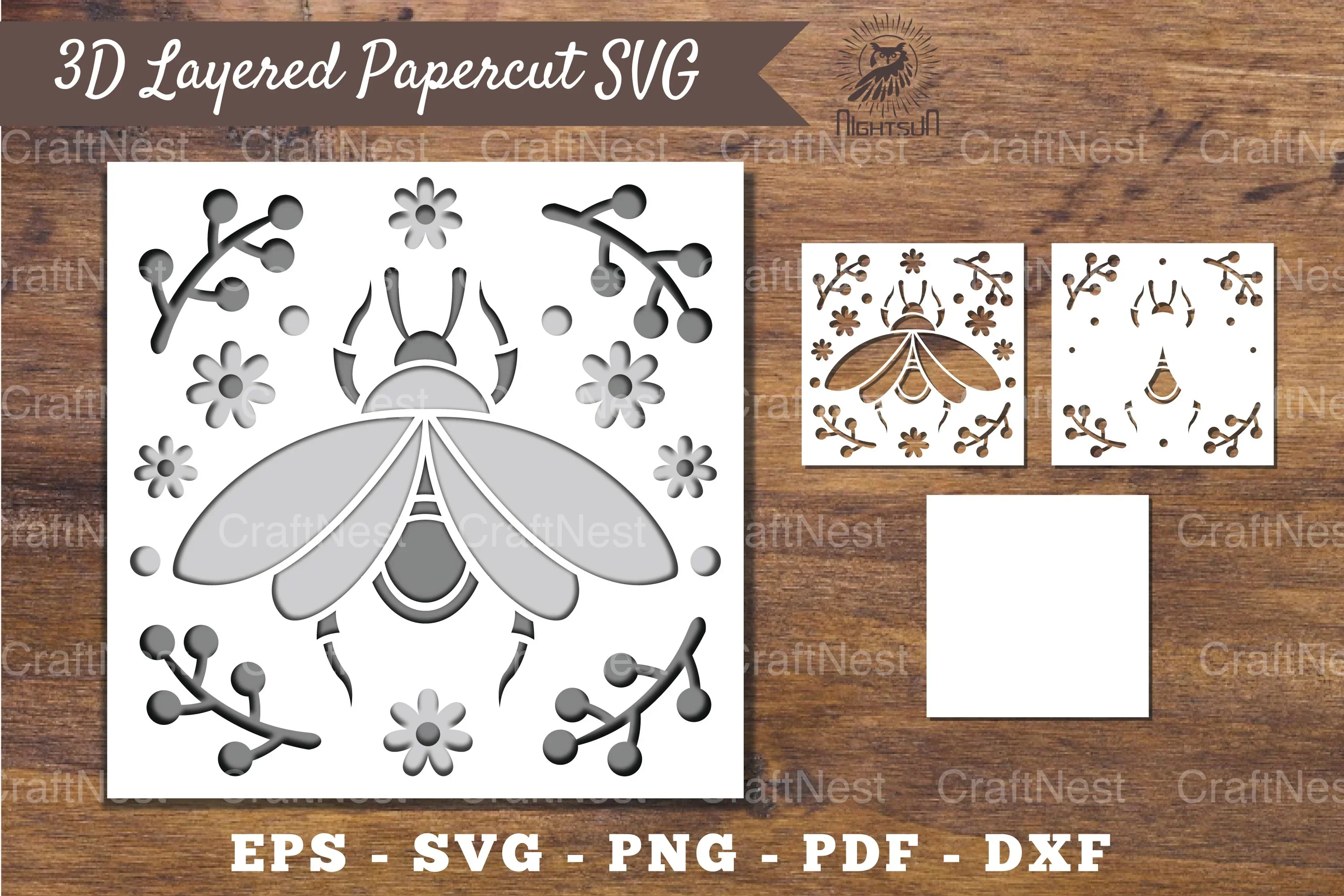 3D Insect Layered Papercut Clipart Bundle