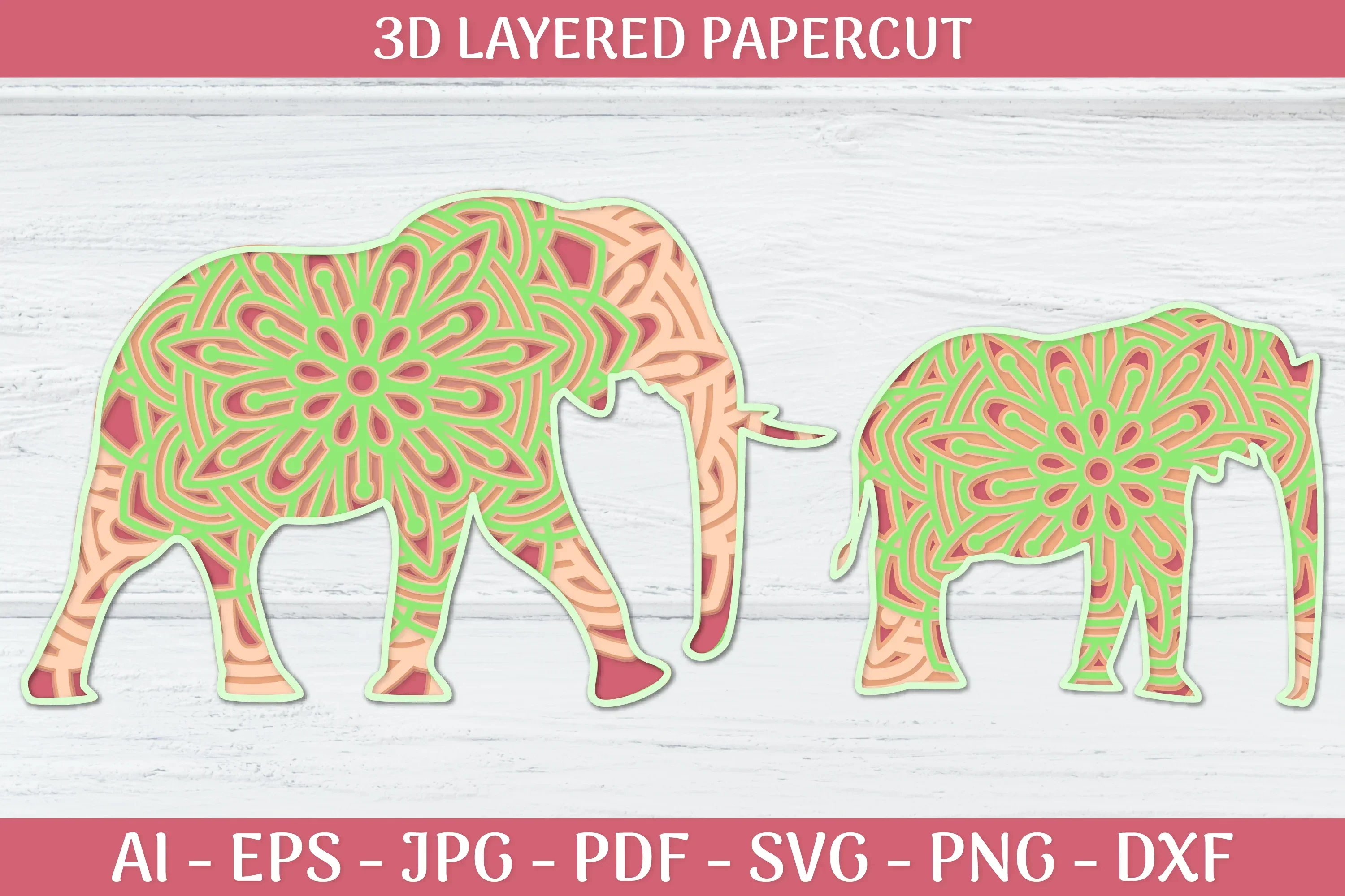 3D Layered Elephant Mandala SVG Bundle - Image 3