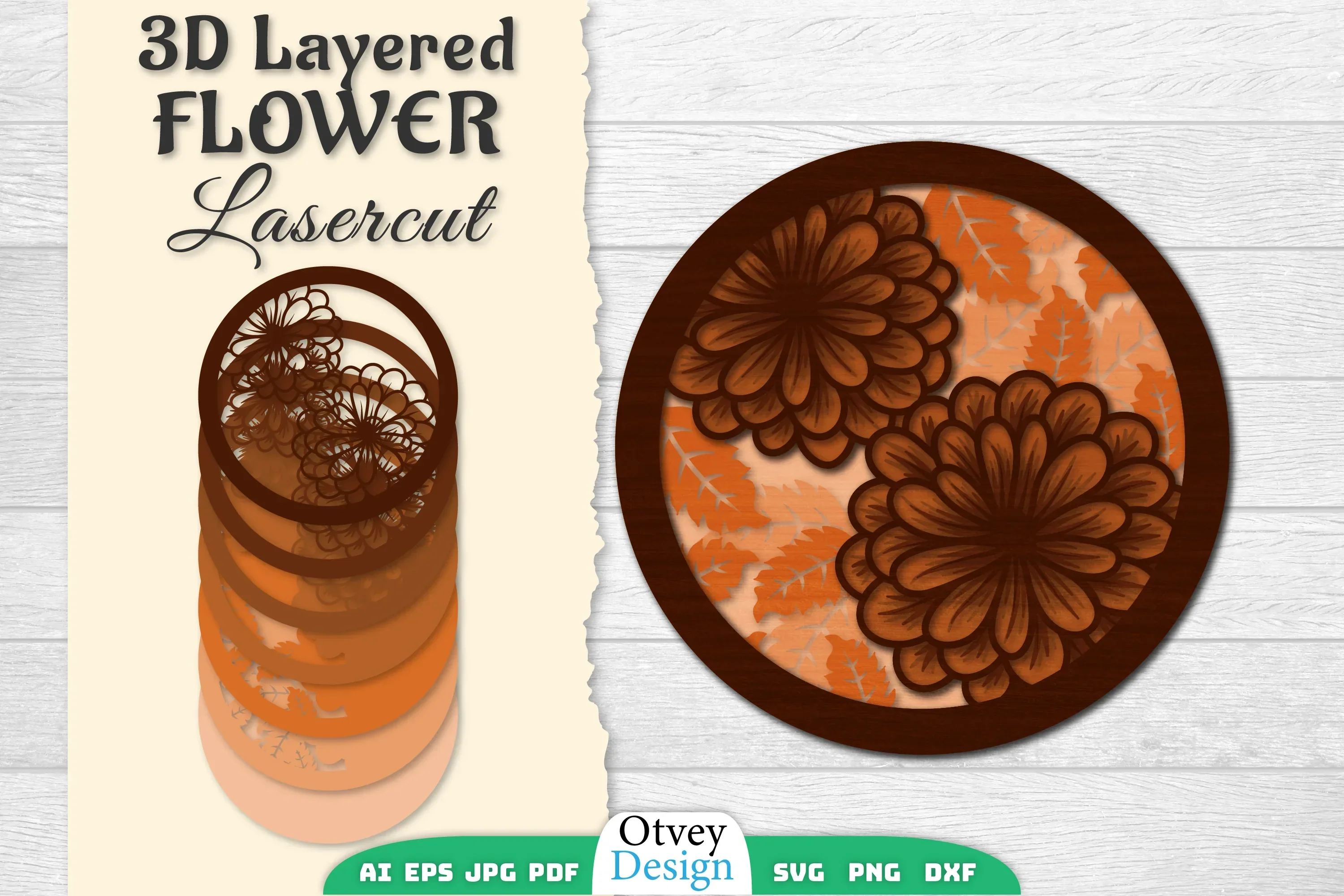 3D Layered Flower Lasercut SVG Bundle