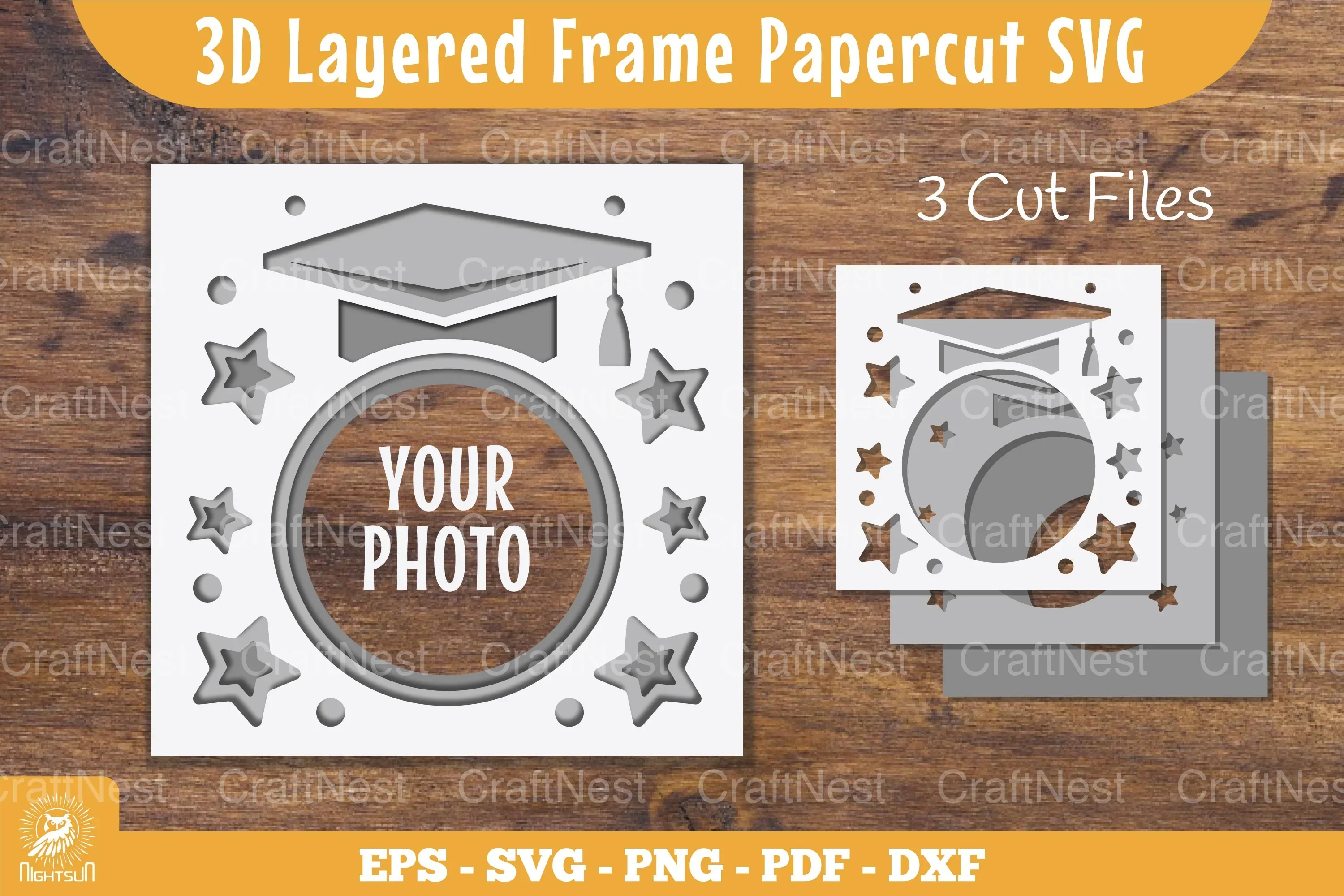 3D Layered Graduation Papercut Frame Clipart Bundle