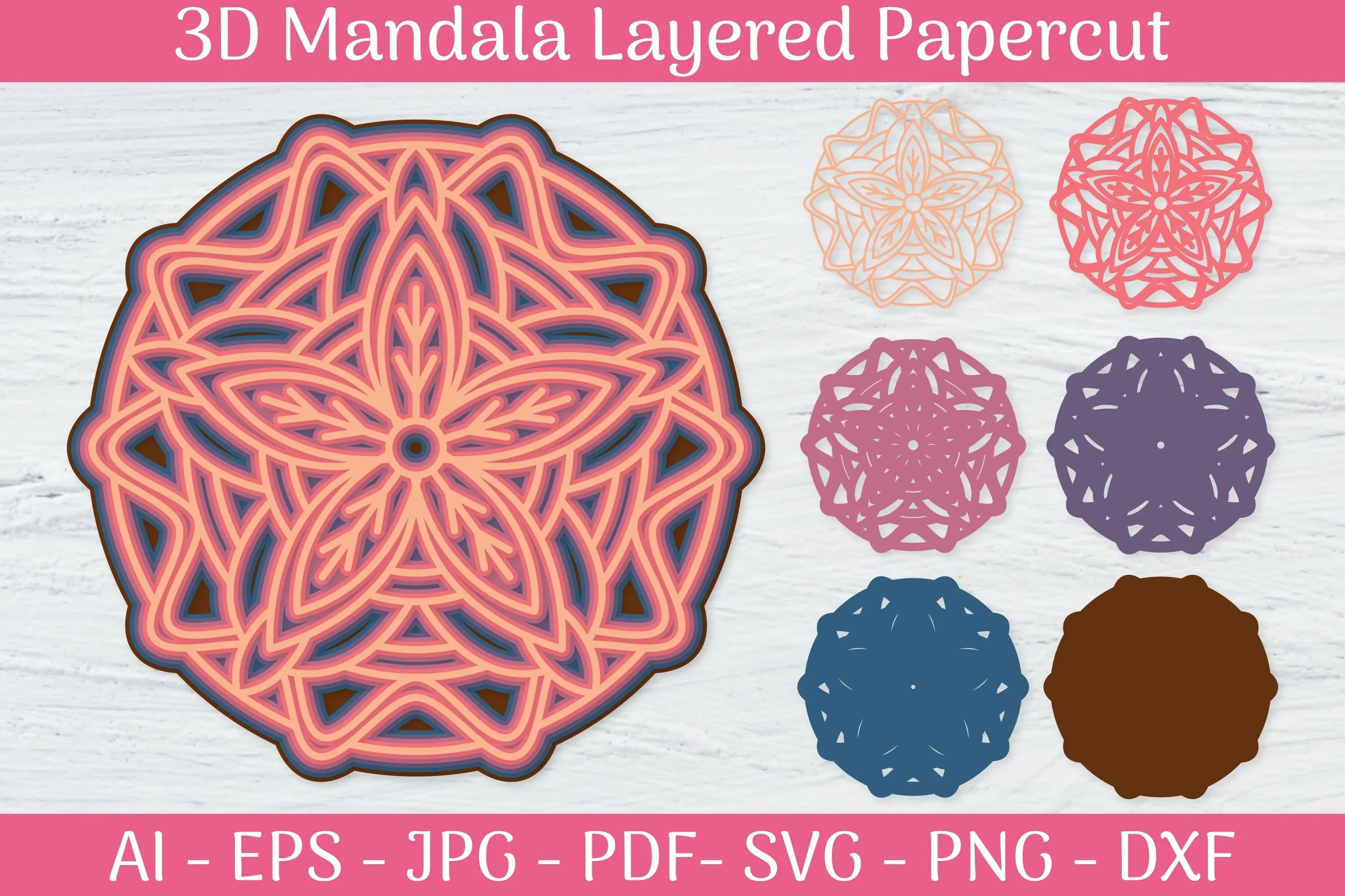 3D Mandala Layered Papercut SVG Bundle