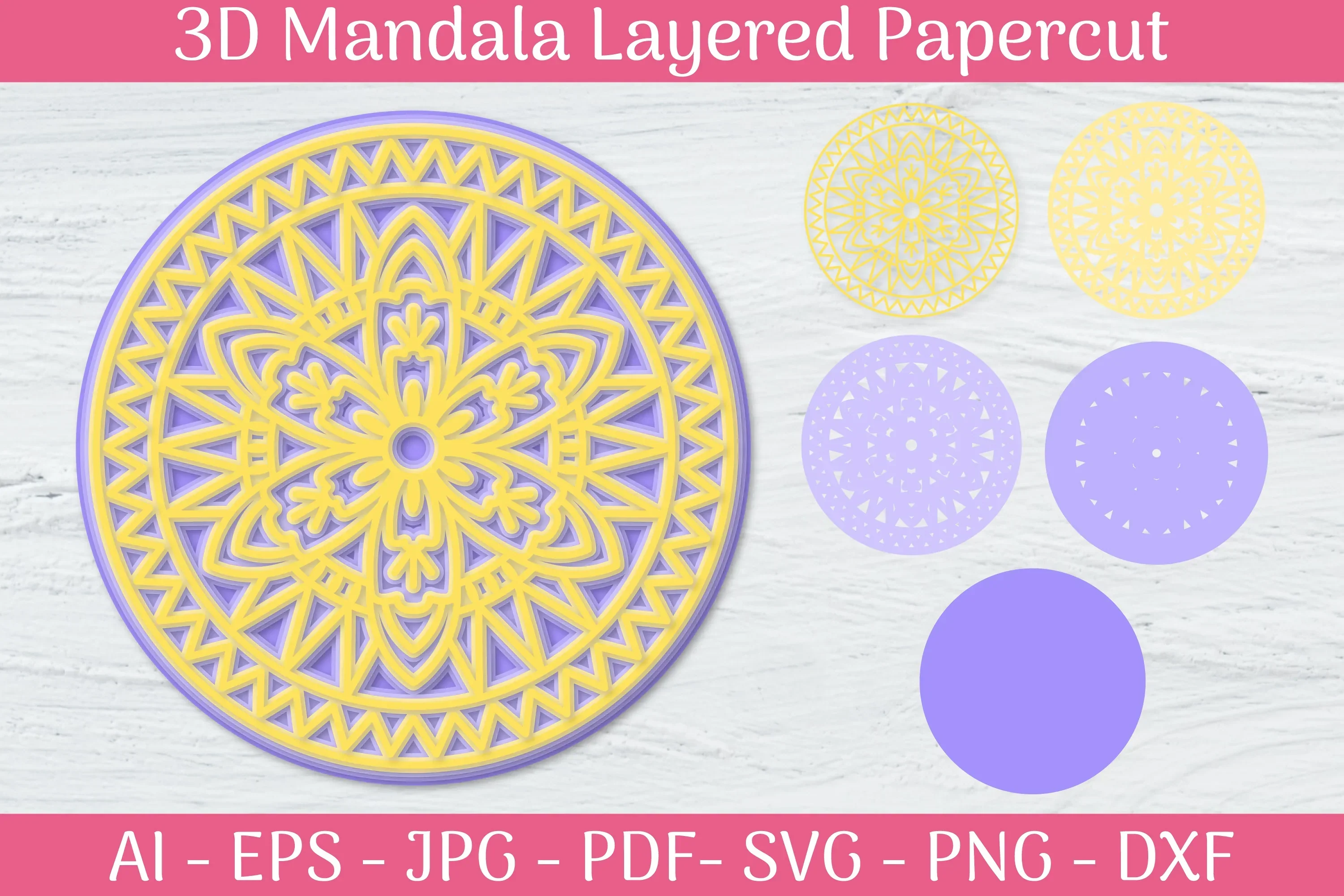 3D Mandala Layered Papercut SVG Bundle