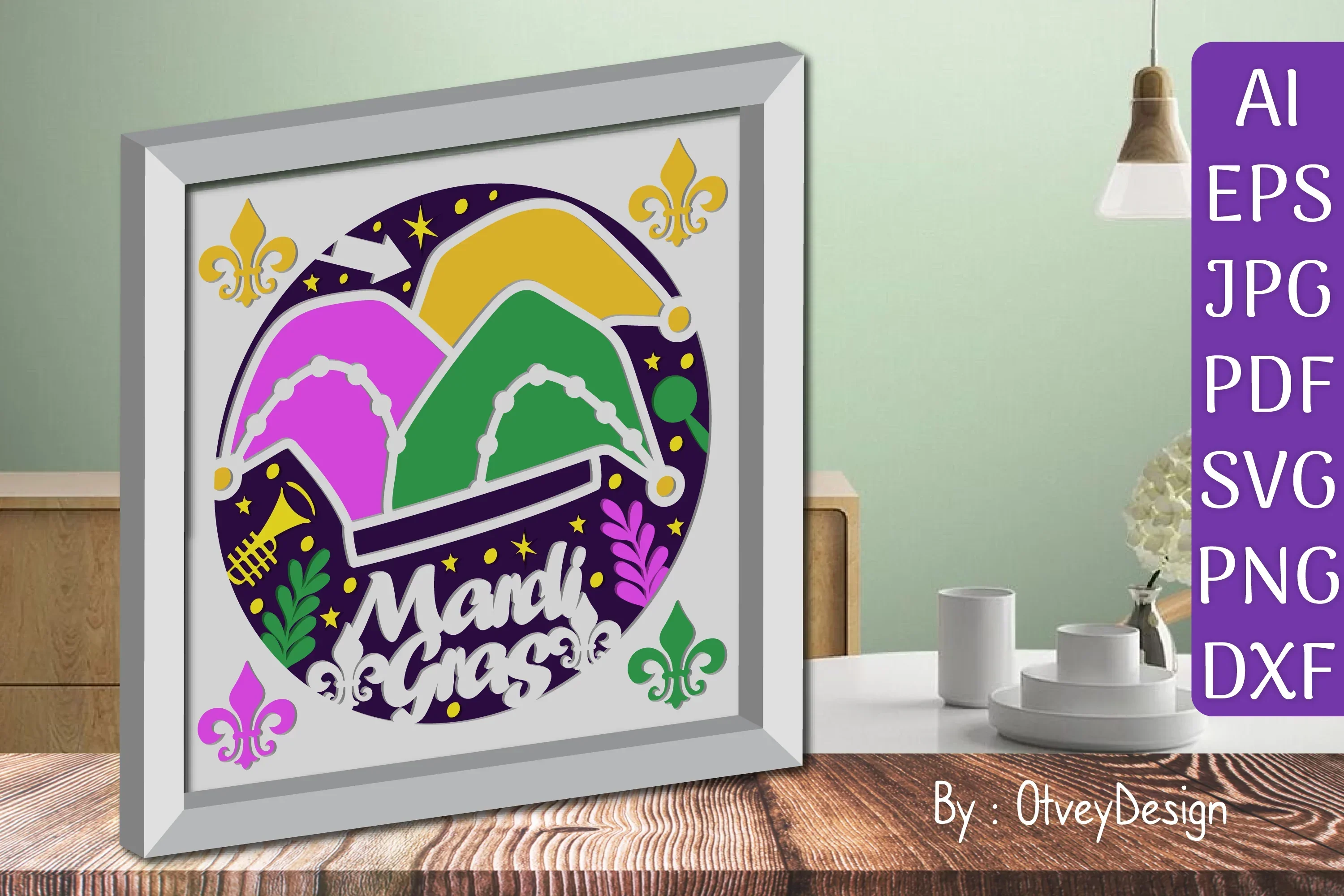 3D Mardi Gras Shadow Box Layered Papercut SVG Bundle - Image 2