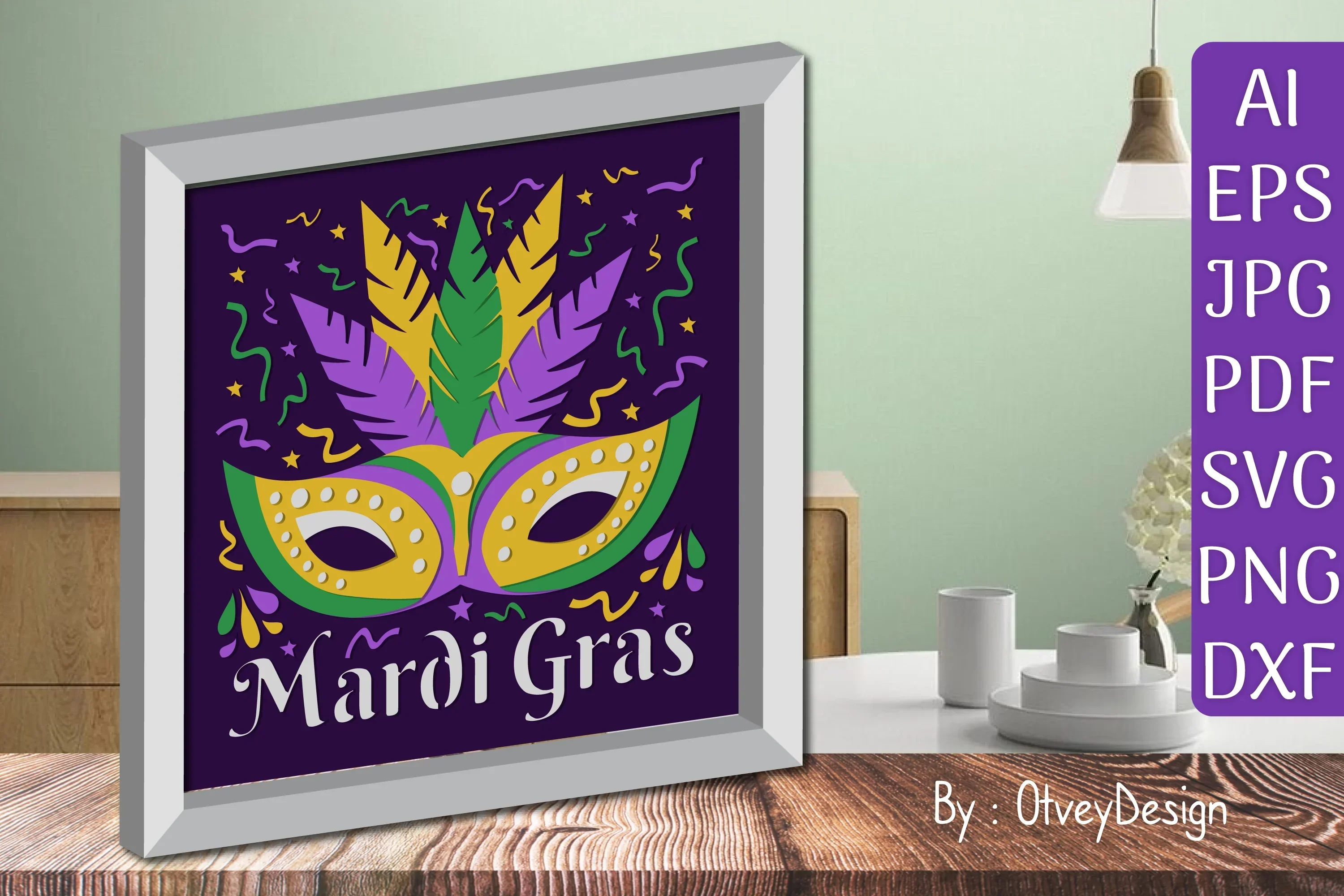 3D Mardi Gras Shadow Box Layered Papercut SVG Bundle