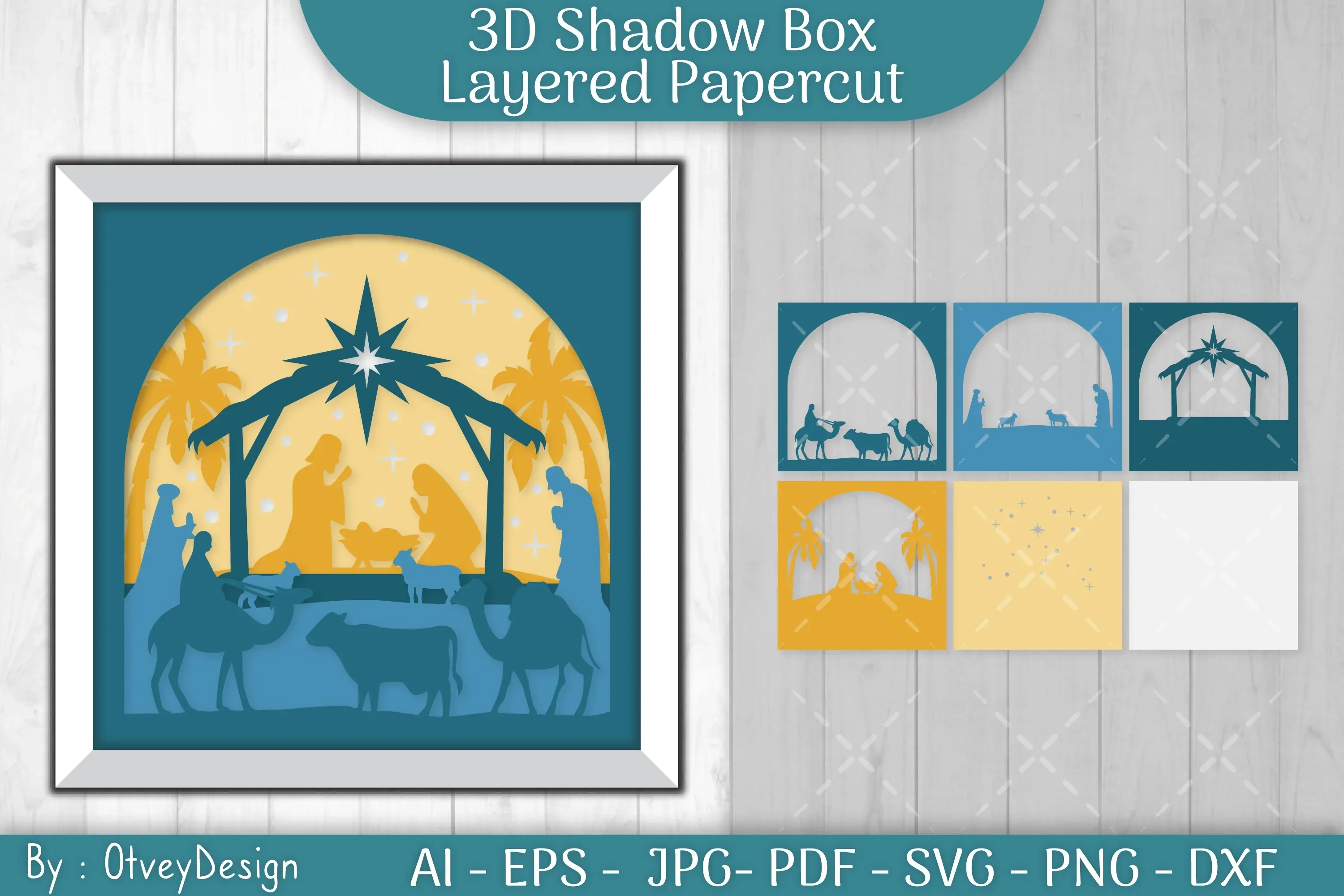 3D Nativity Scene Christmas Layered Papercut SVG Bundle