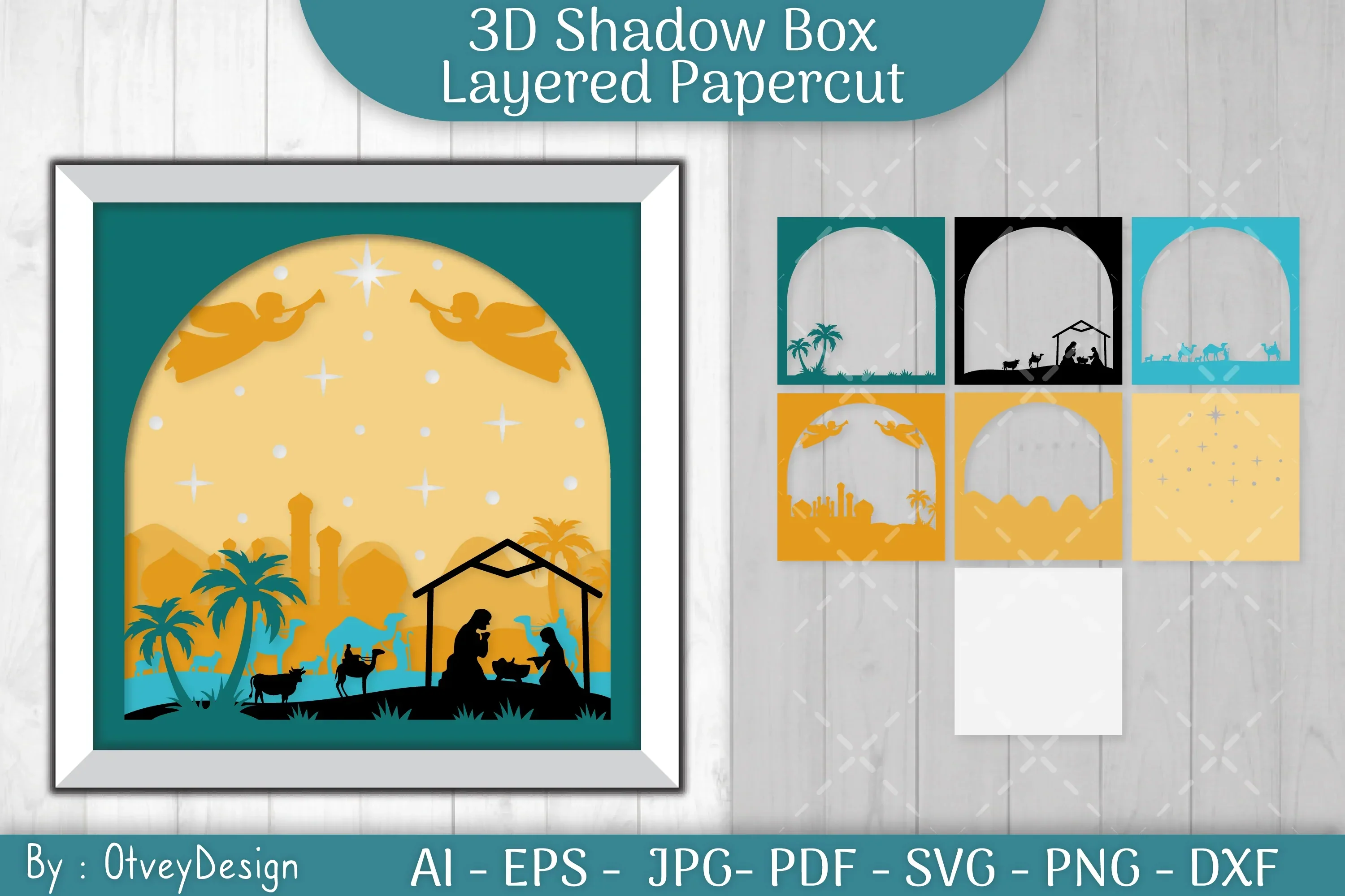 3D Nativity Scene Christmas Layered Papercut SVG Bundle - Image 4