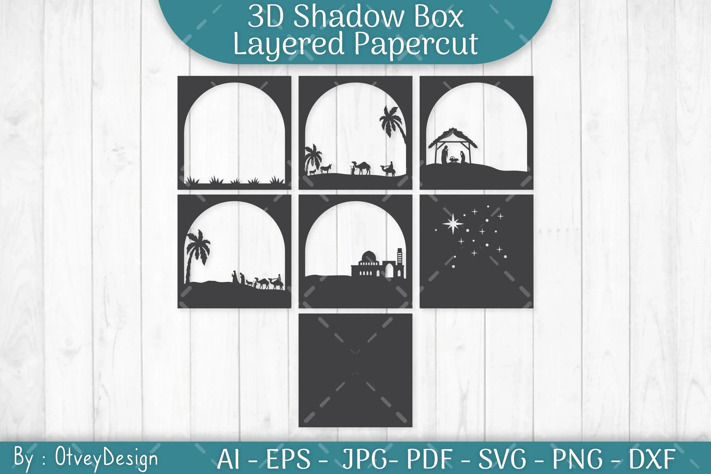 3D Nativity Scene Christmas Layered Papercut SVG Bundle - Image 3