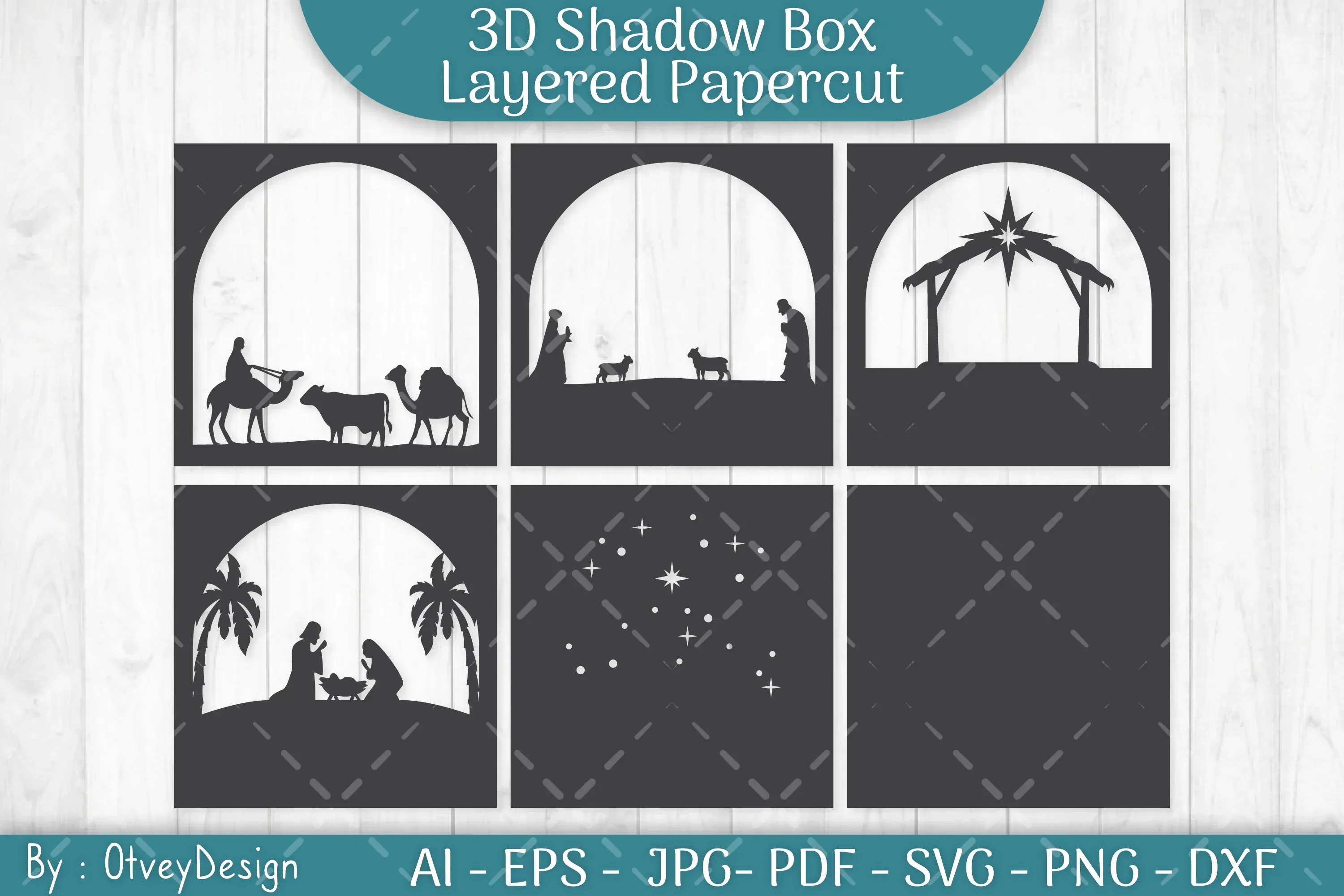 3D Nativity Scene Christmas Layered Papercut SVG Bundle - Image 3