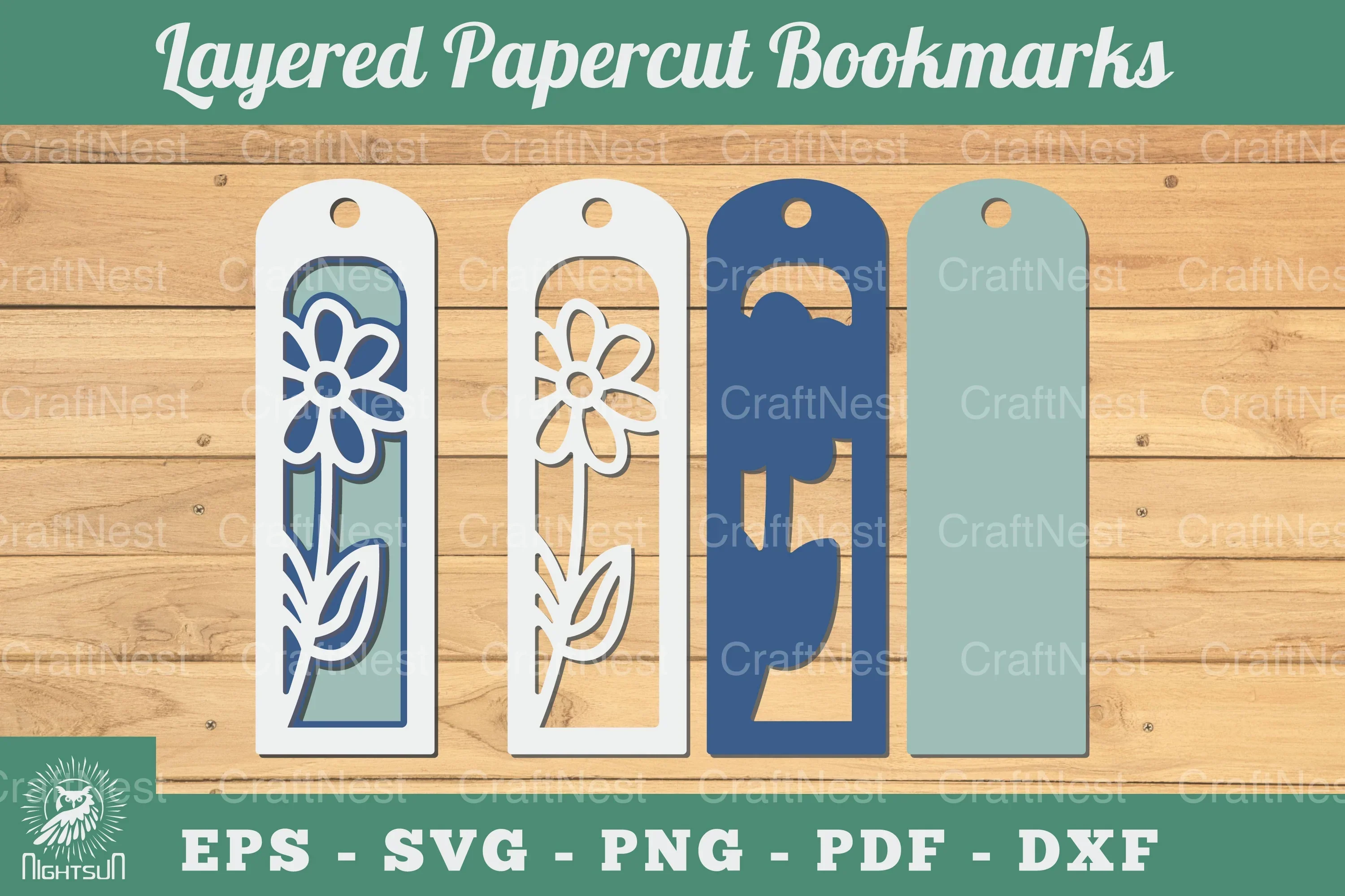 3D Papercut Flower Bookmarks SVG Bundle