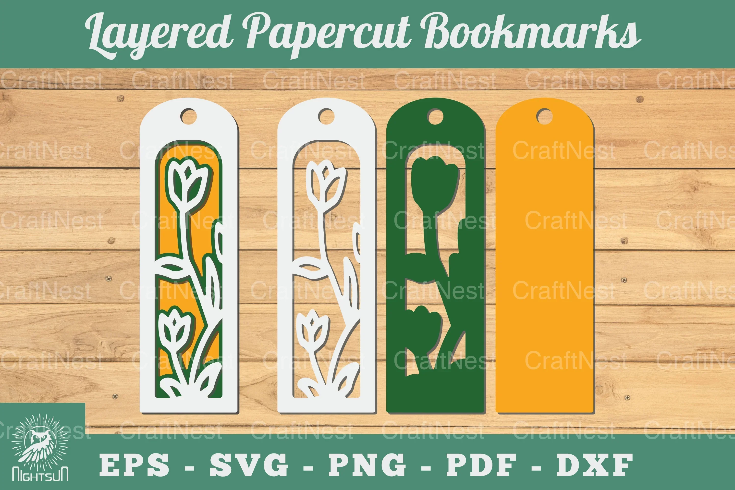 3D Papercut Flower Bookmarks SVG Bundle