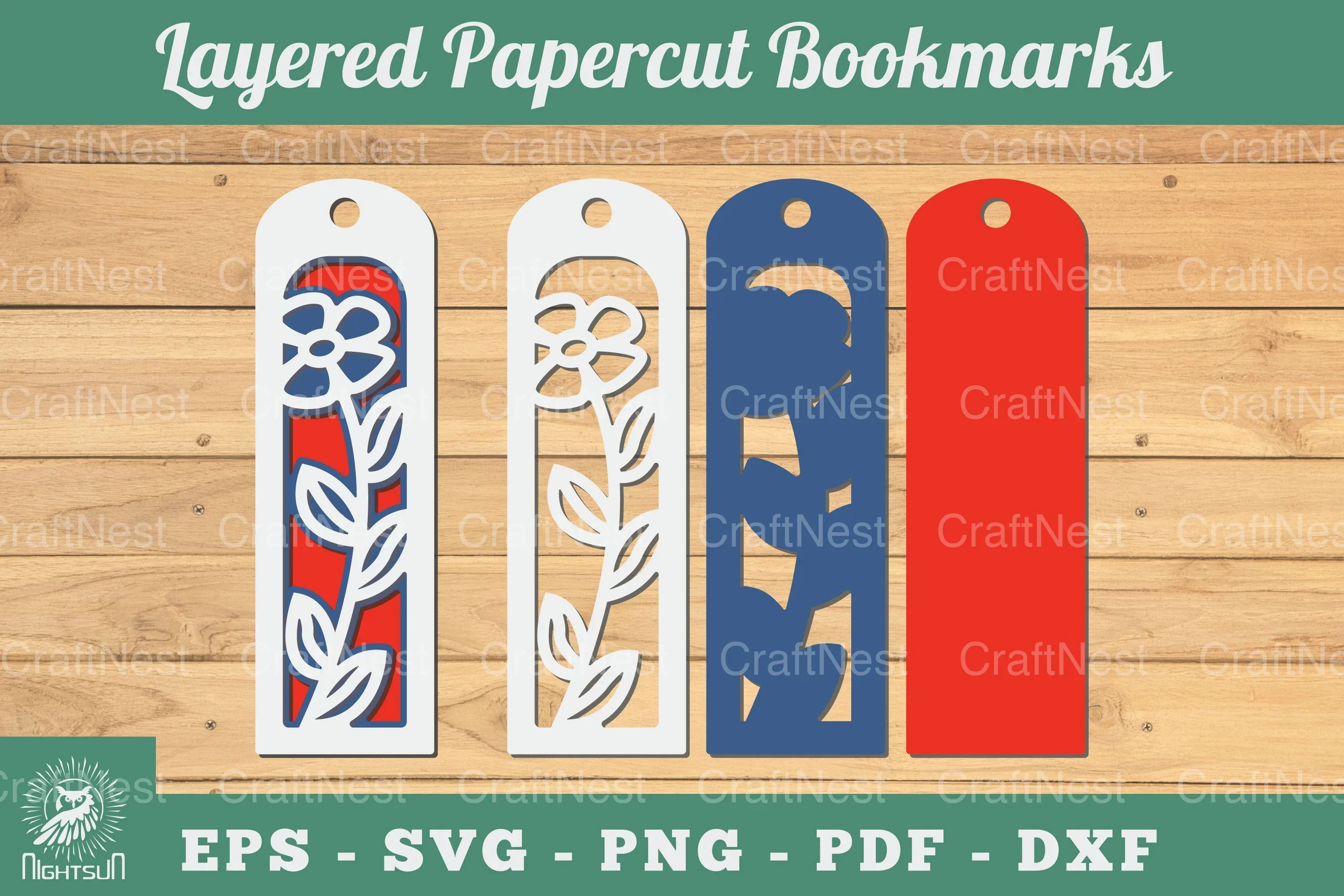 3D Papercut Flower Bookmarks SVG Bundle