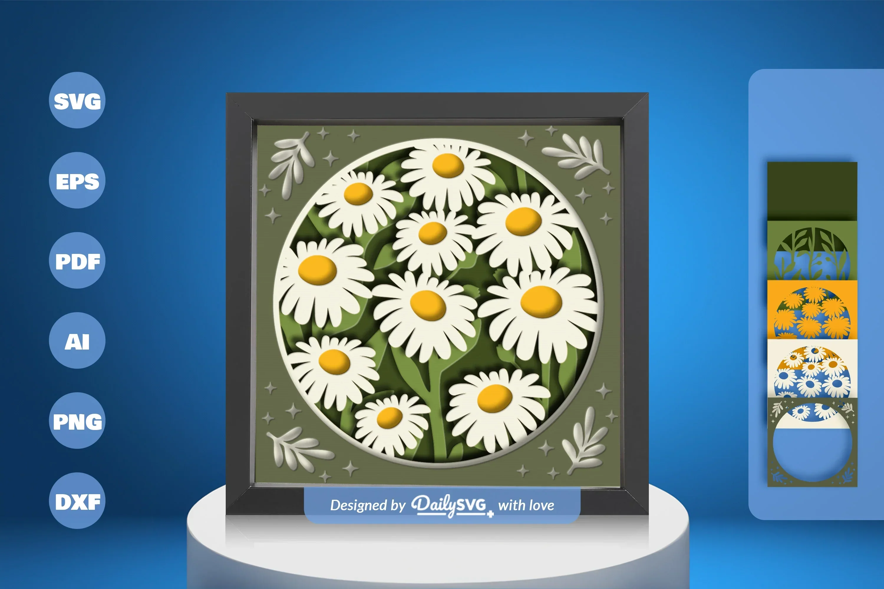 3D Shadow Box Flower Papercut SVG Bundle