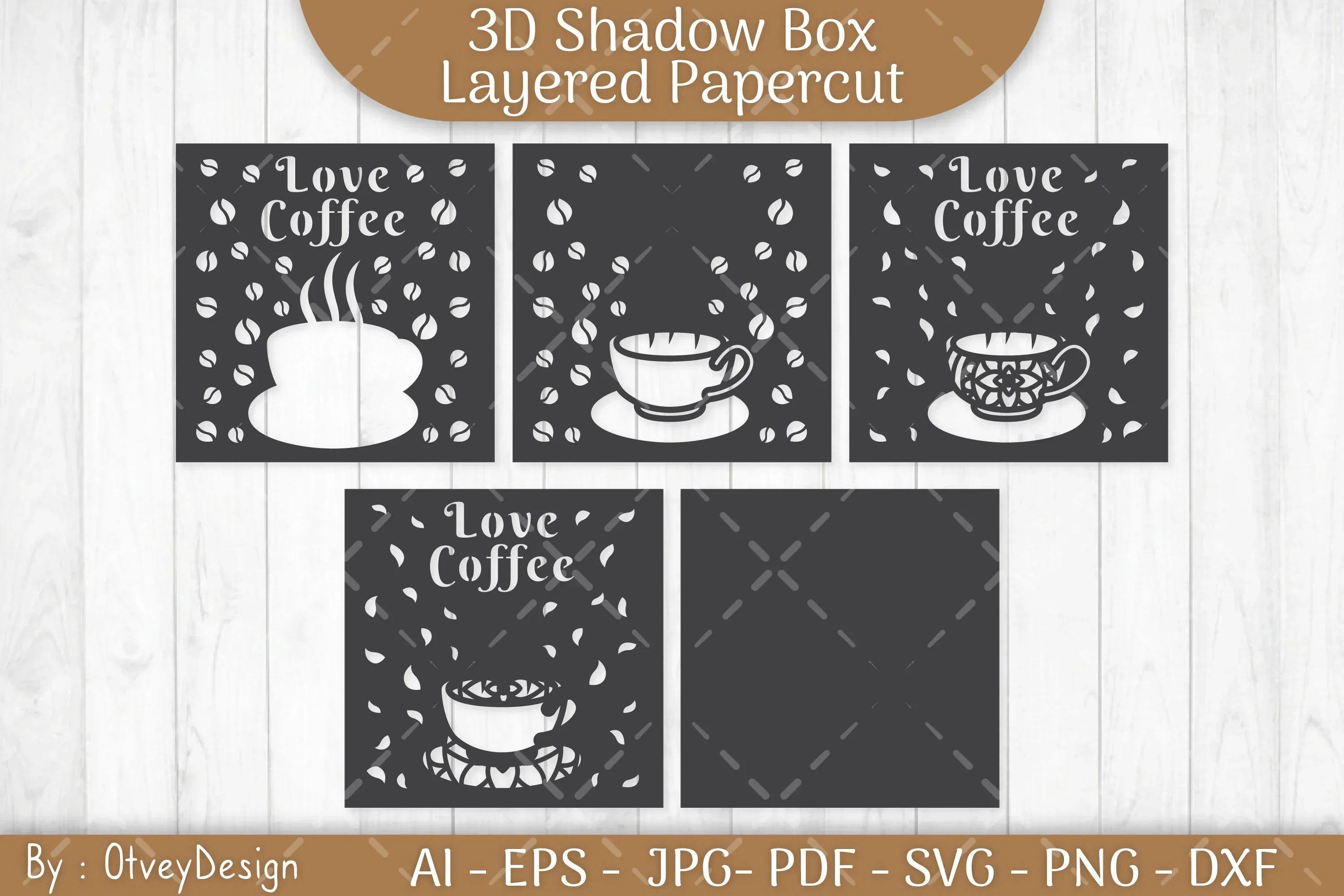 3D Shadow Box Love Coffee Layered SVG Bundle - Image 3