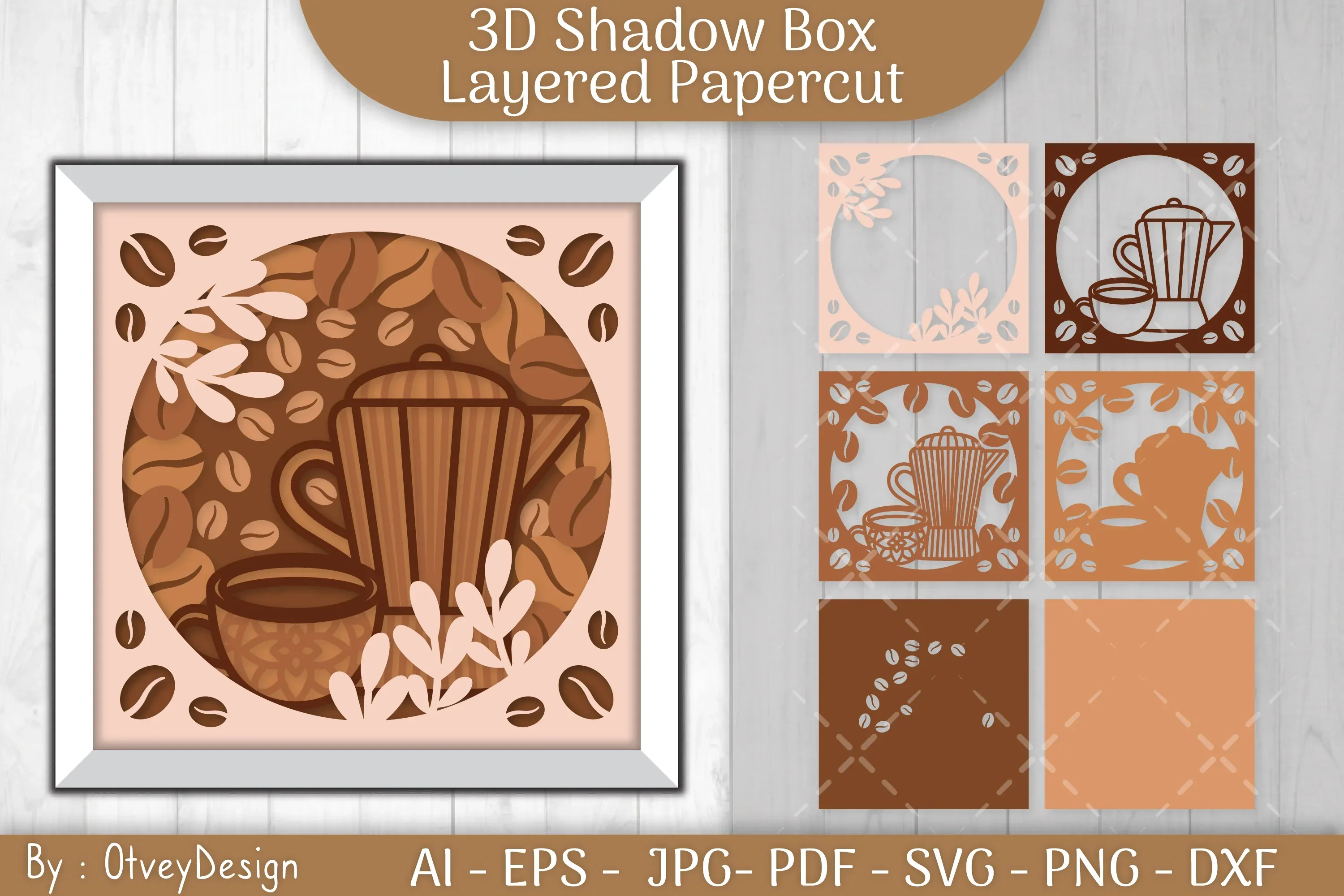 3D Shadow Box Love Coffee Layered SVG Bundle - Image 2