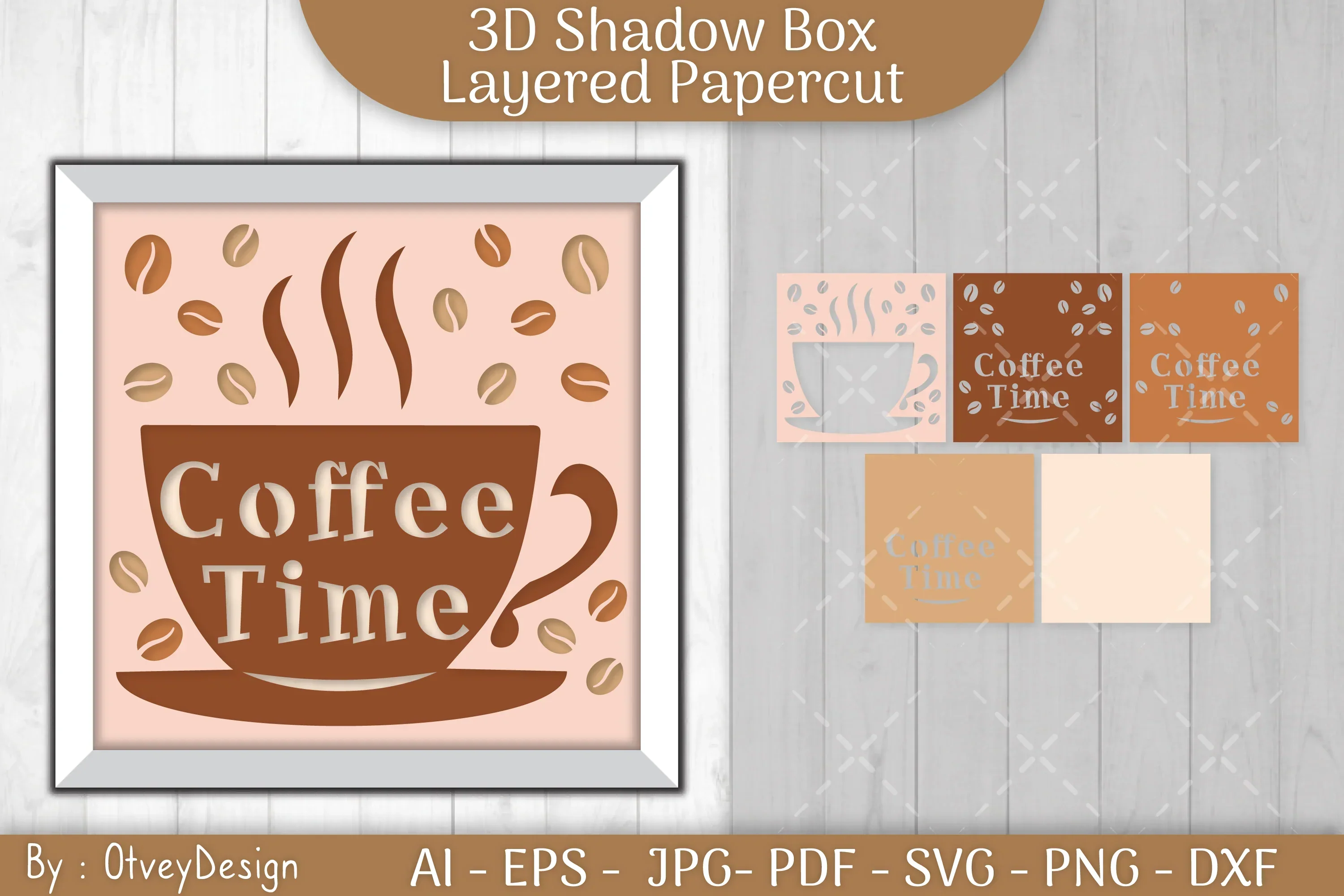 3D Shadow Box Love Coffee Layered SVG Bundle - Image 2