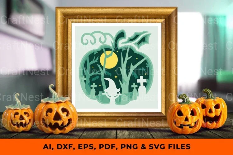 3D Shadow Box Pumpkin SVG Bundle