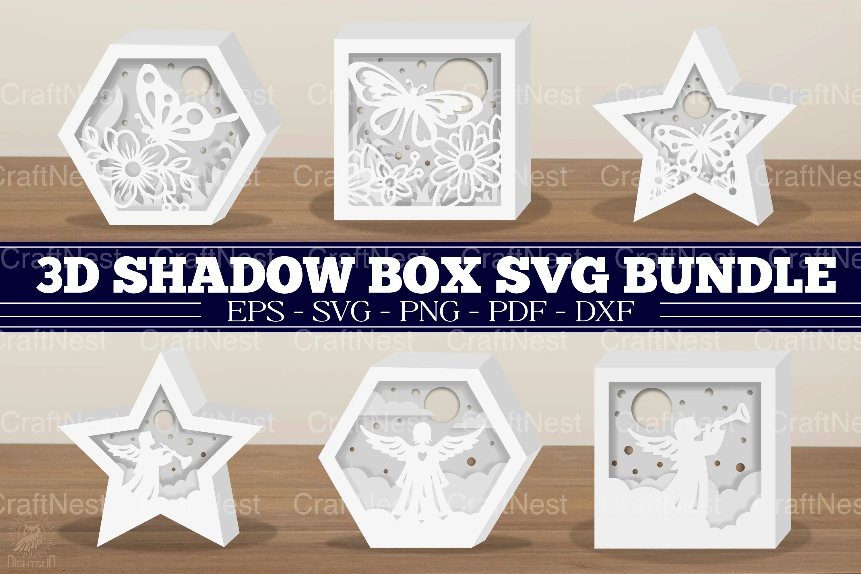 3D Shadow Box SVG Bundle
