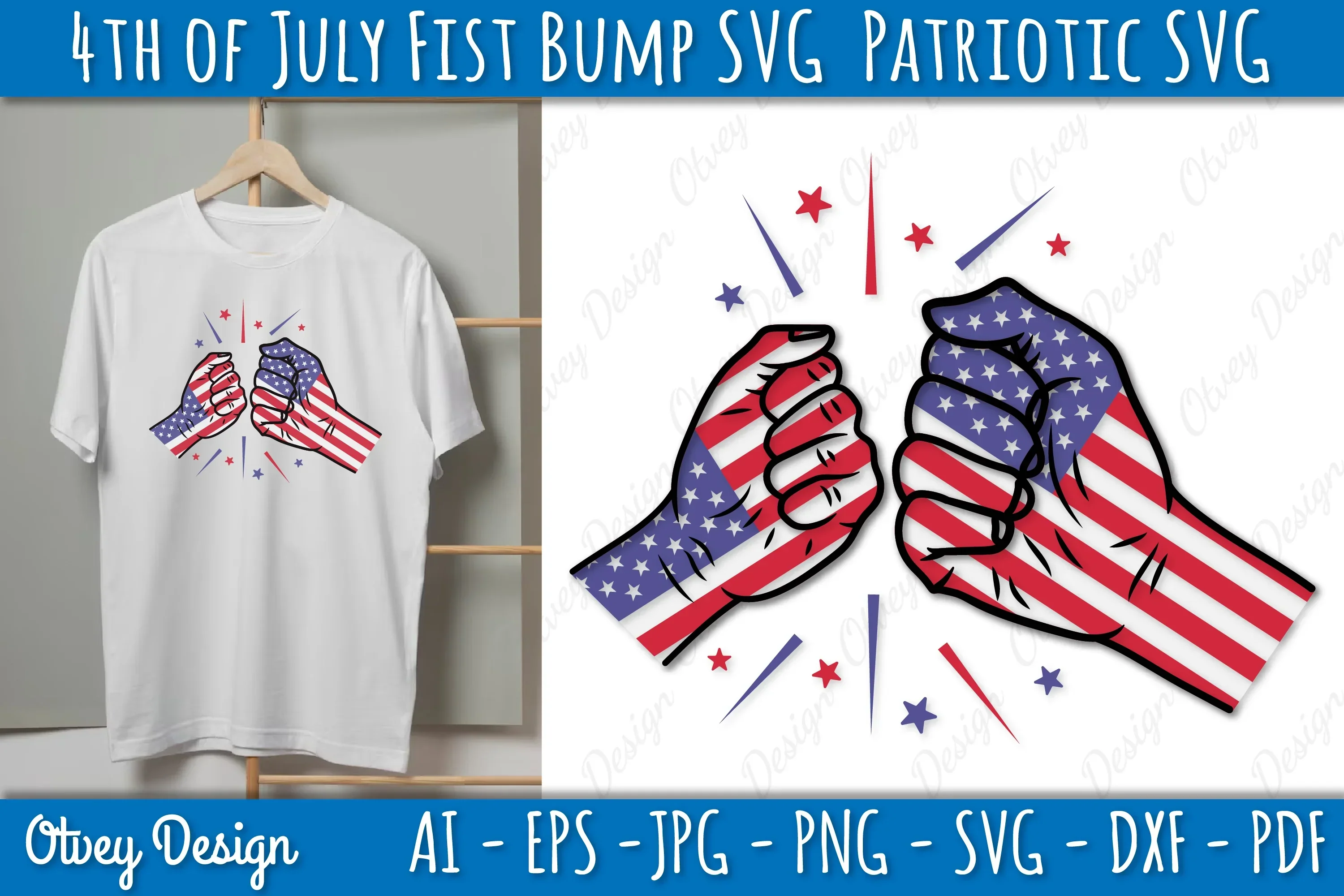 4th of July Patriotic Fist Bump SVG Bundle - Image 2