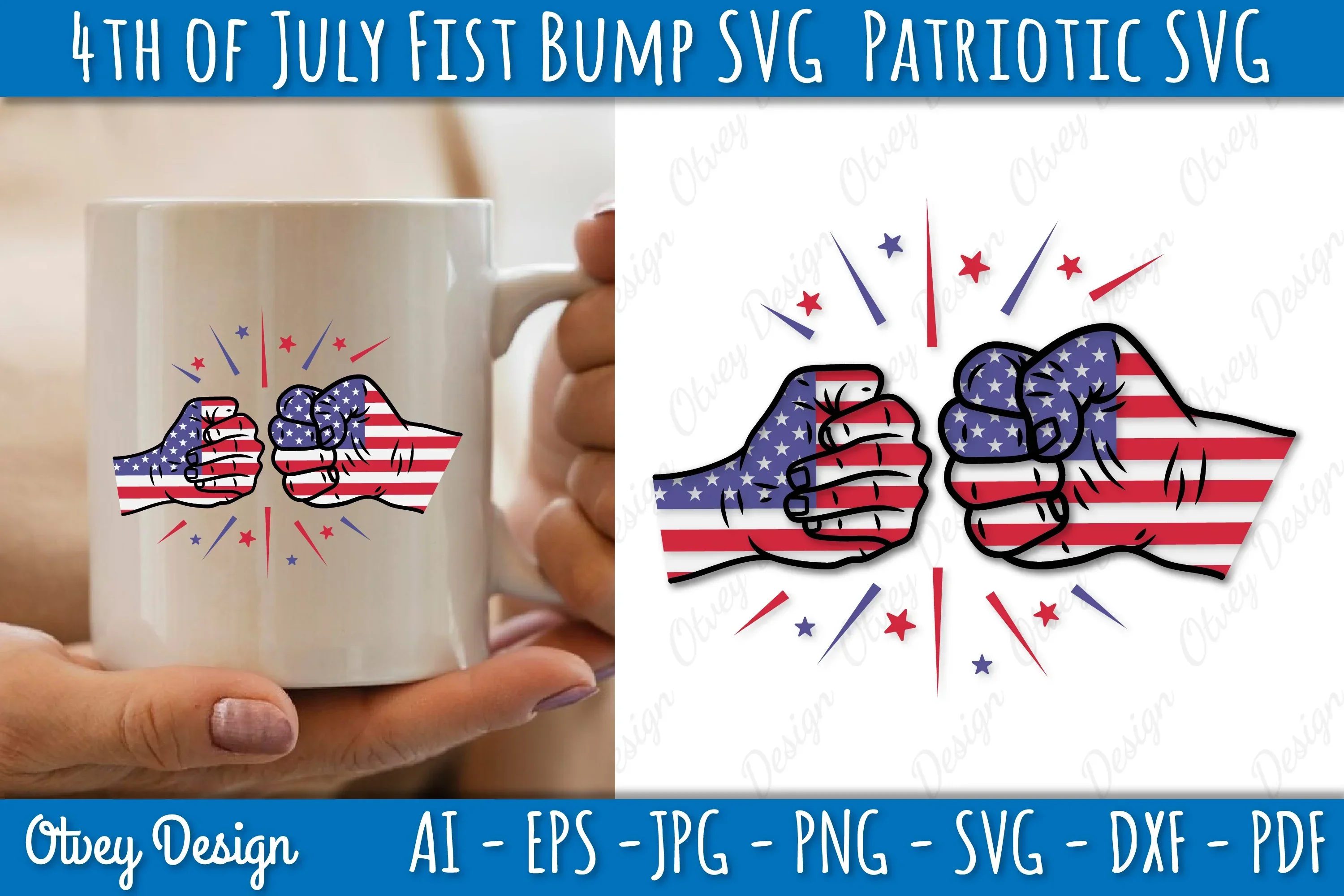 4th of July Patriotic Fist Bump SVG Bundle - Image 3
