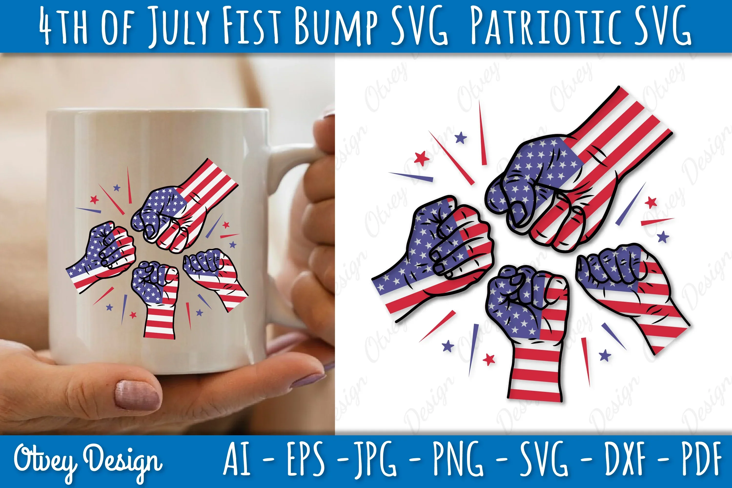 4th of July Patriotic Fist Bump SVG Bundle - Image 3