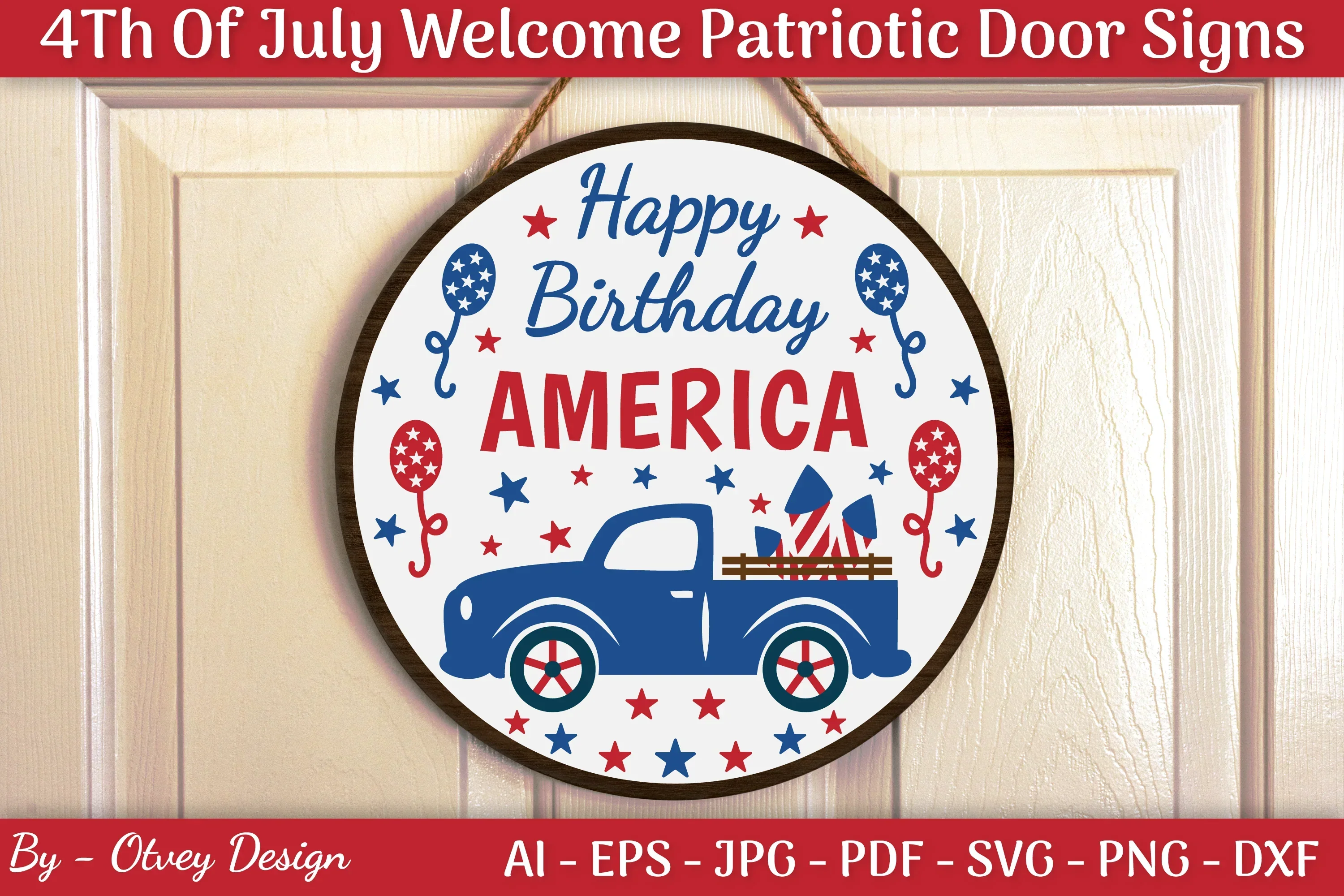 4th of July Patriotic Welcome Door Sign SVG Bundle