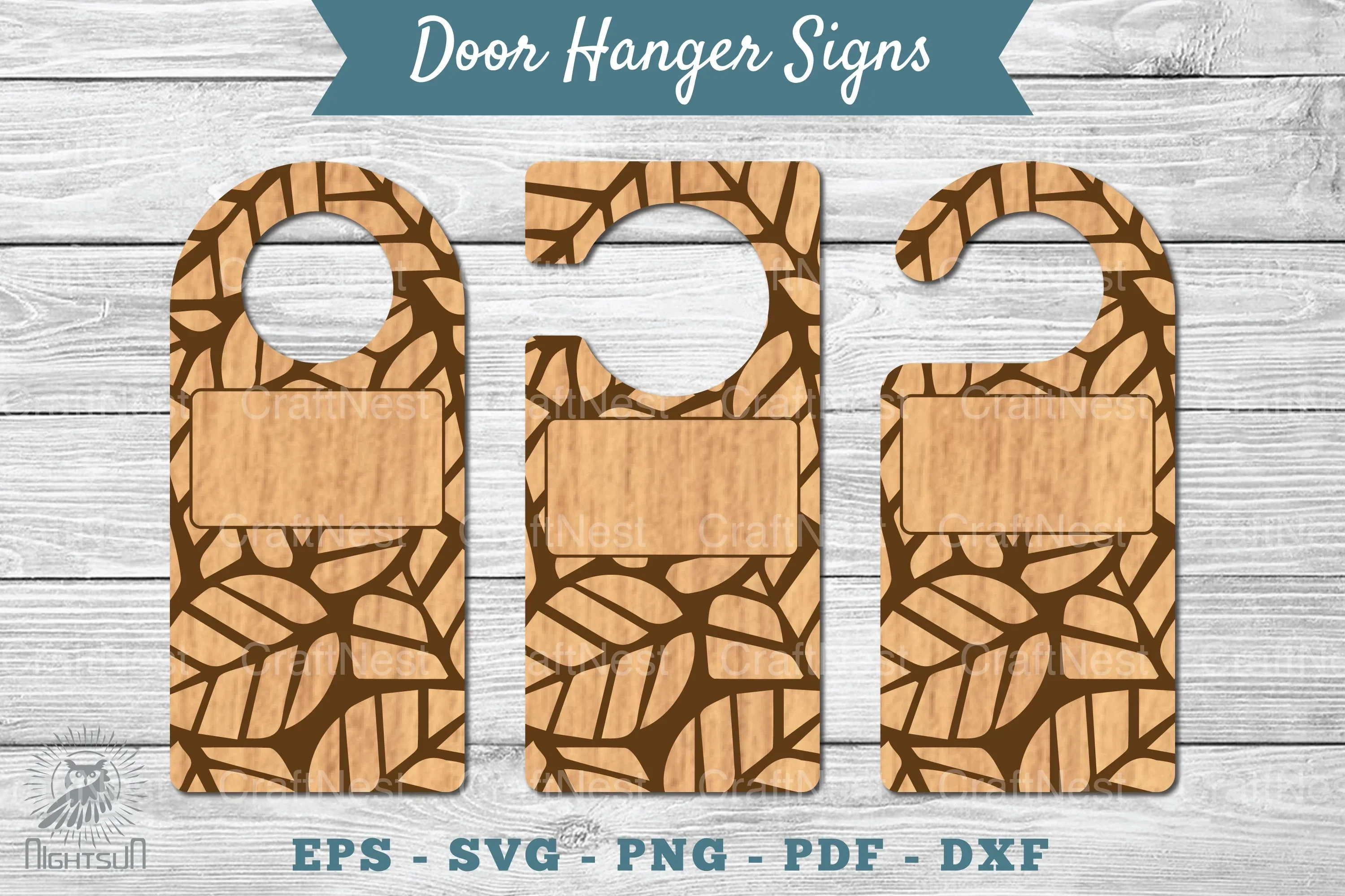 Abstract Door Hanger Signs Template Clipart Bundle