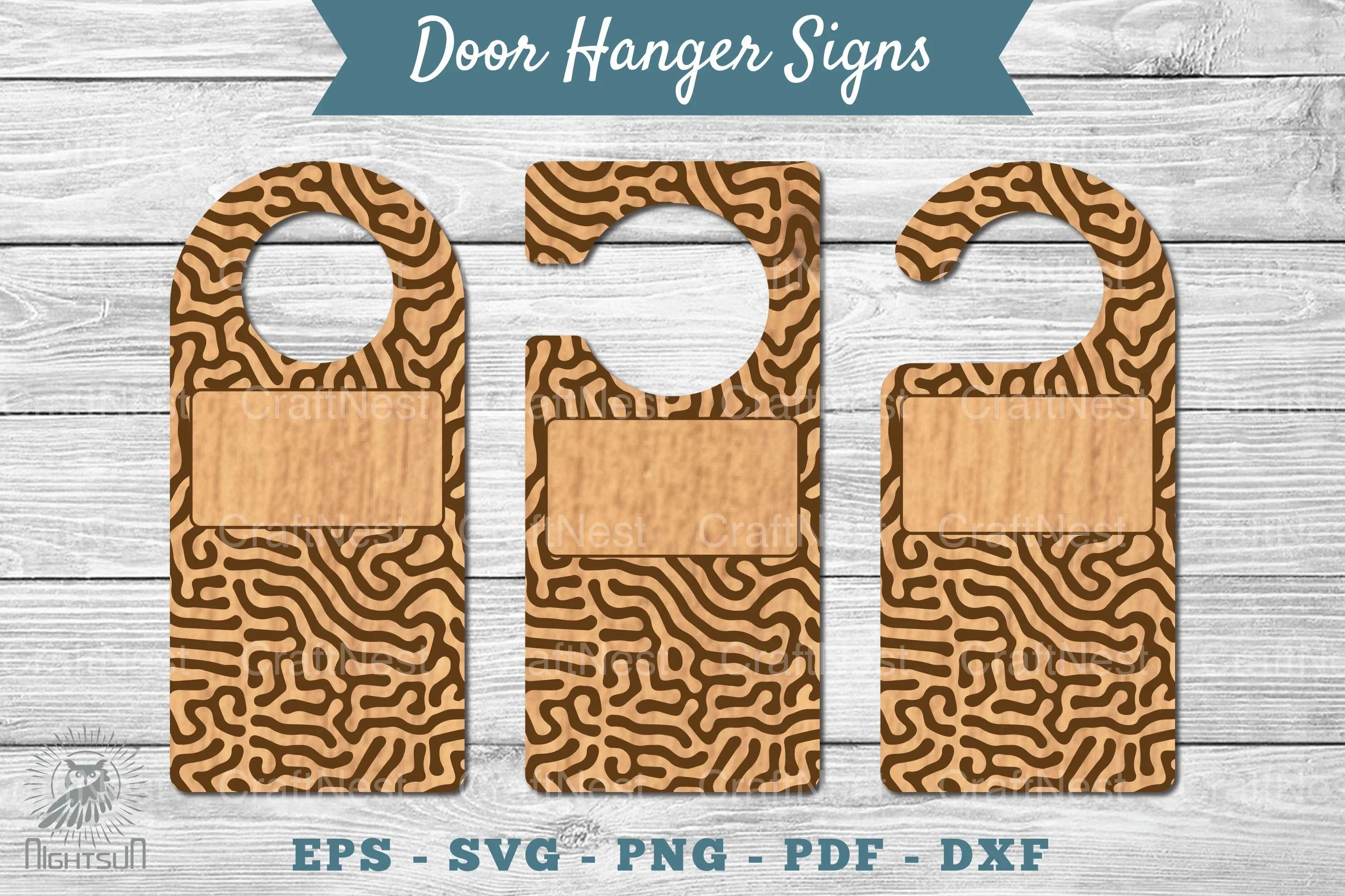 Abstract Door Hanger Signs Template Clipart Bundle