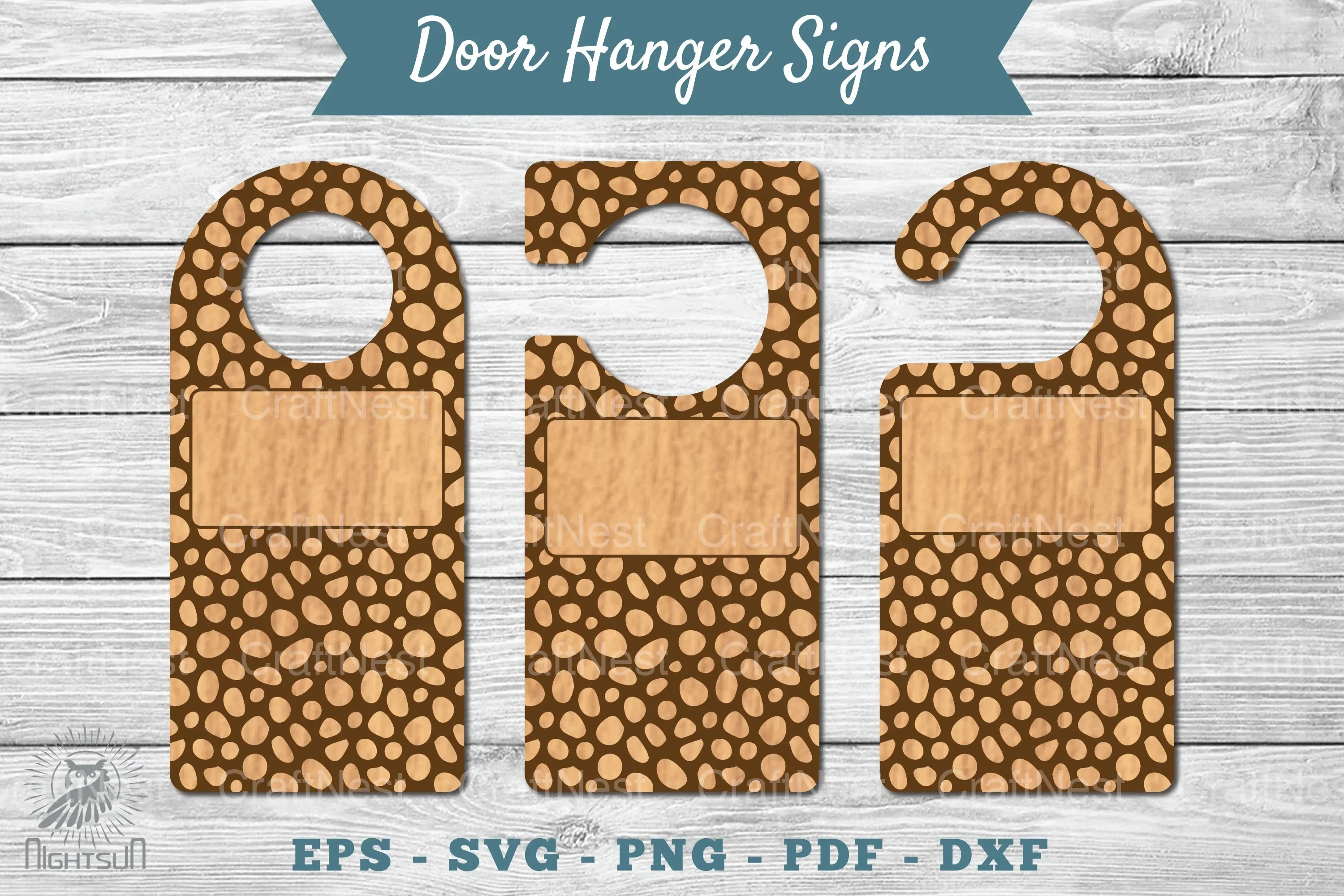 Abstract Door Hanger Signs Template Clipart Bundle