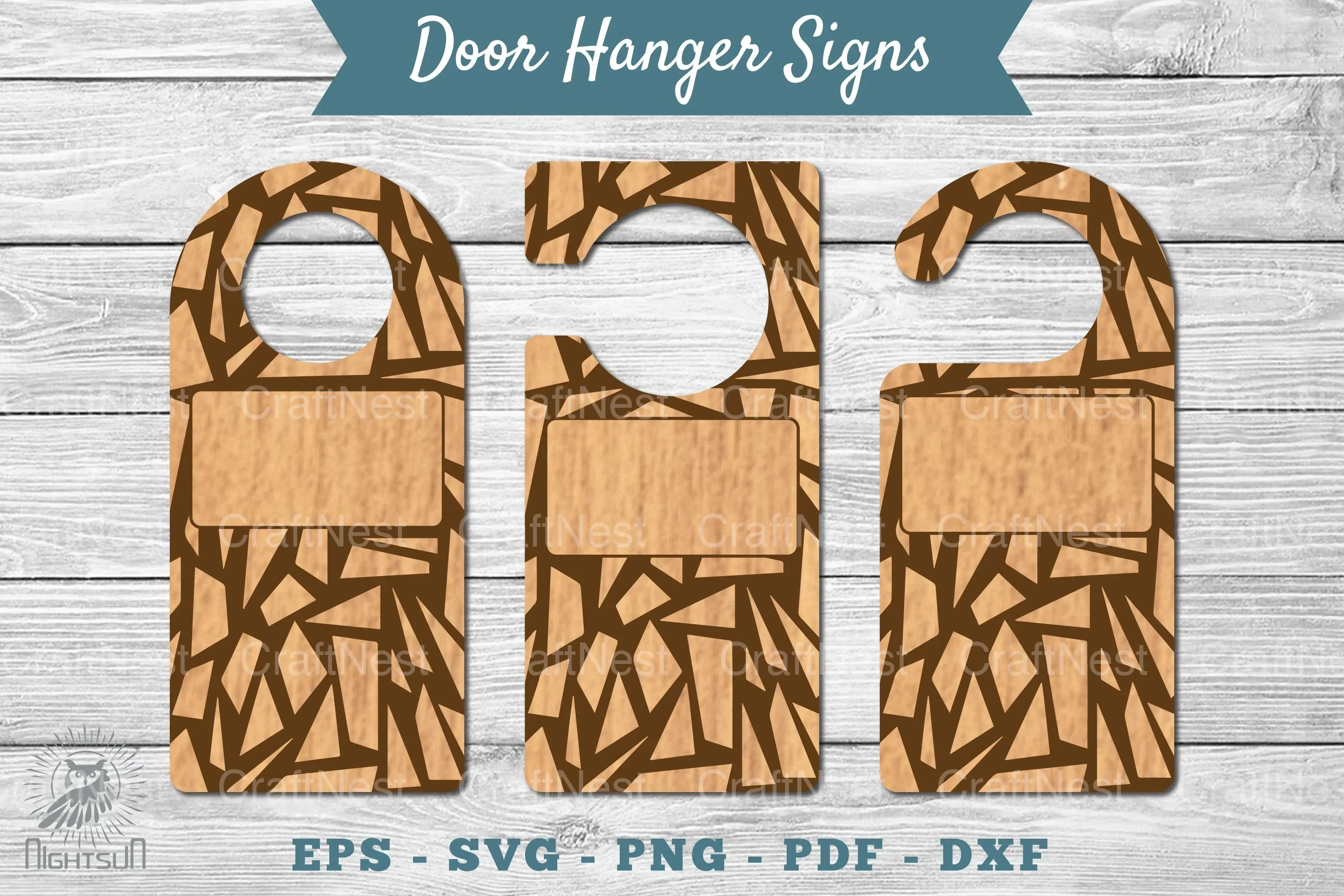 Abstract Door Hanger Signs Template Clipart Bundle