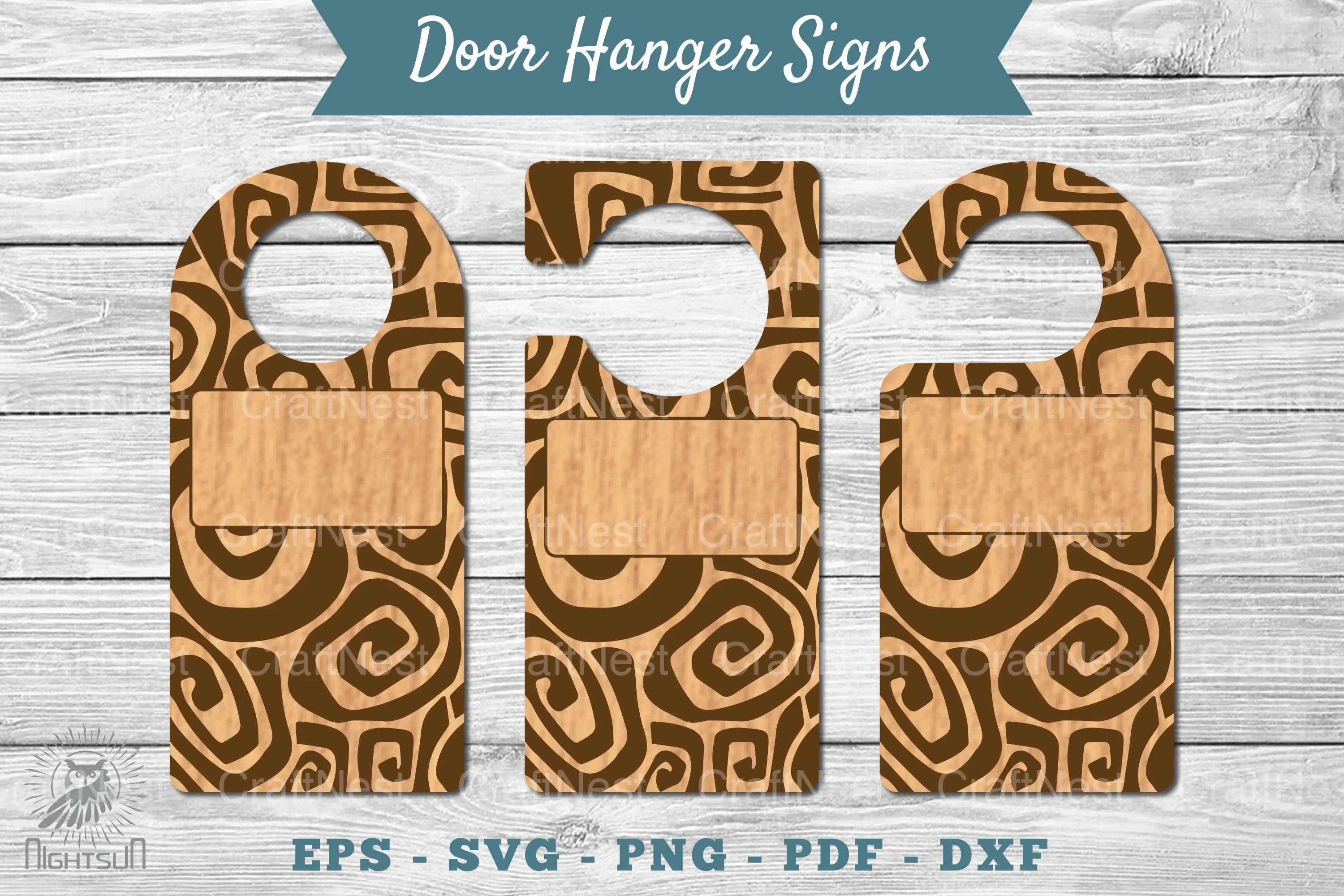 Abstract Door Hanger Signs Template Clipart Bundle