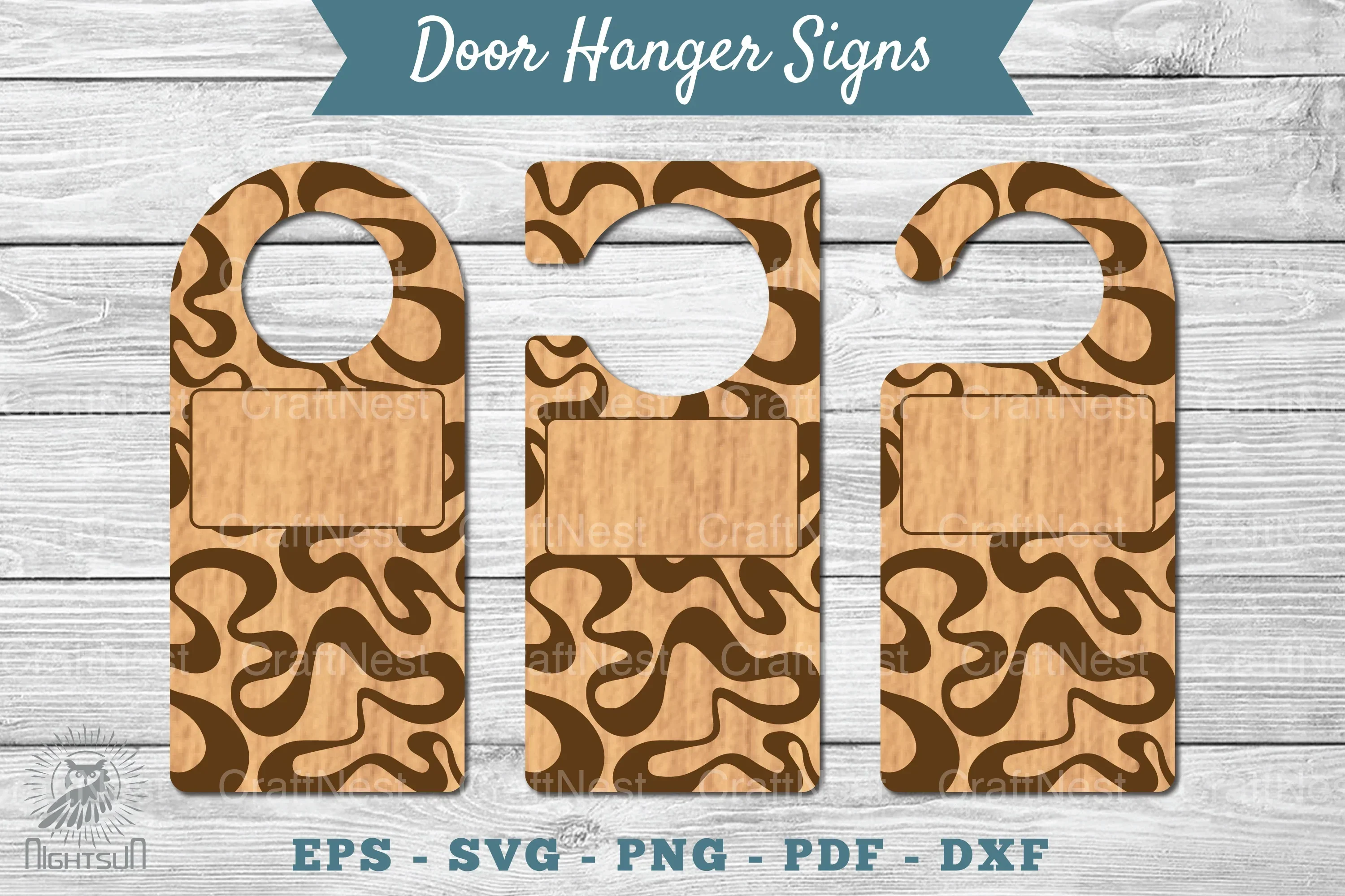 Abstract Door Hanger Signs Template Clipart Bundle