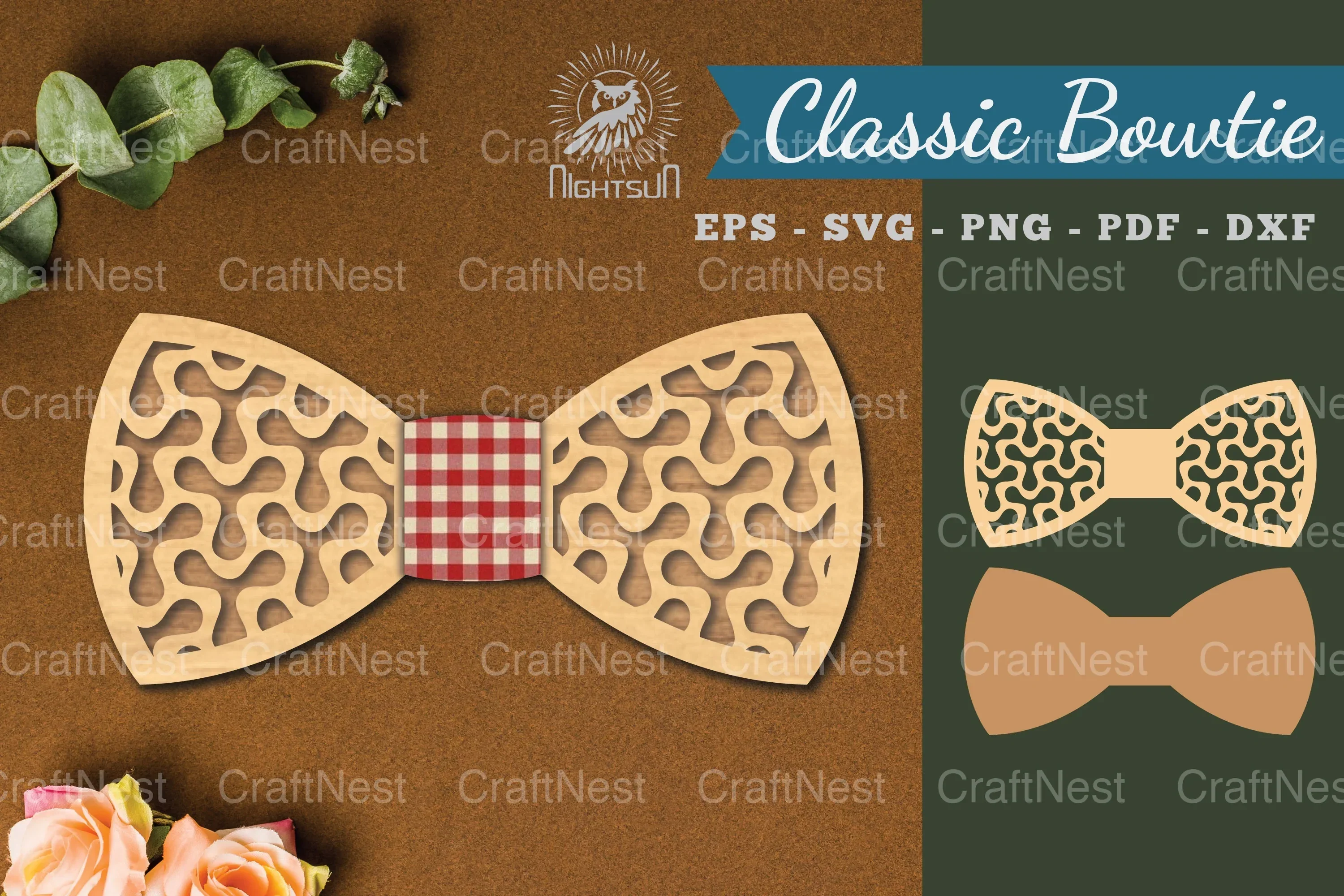 Abstract Pattern Laser Cut Bowtie Clipart Bundle