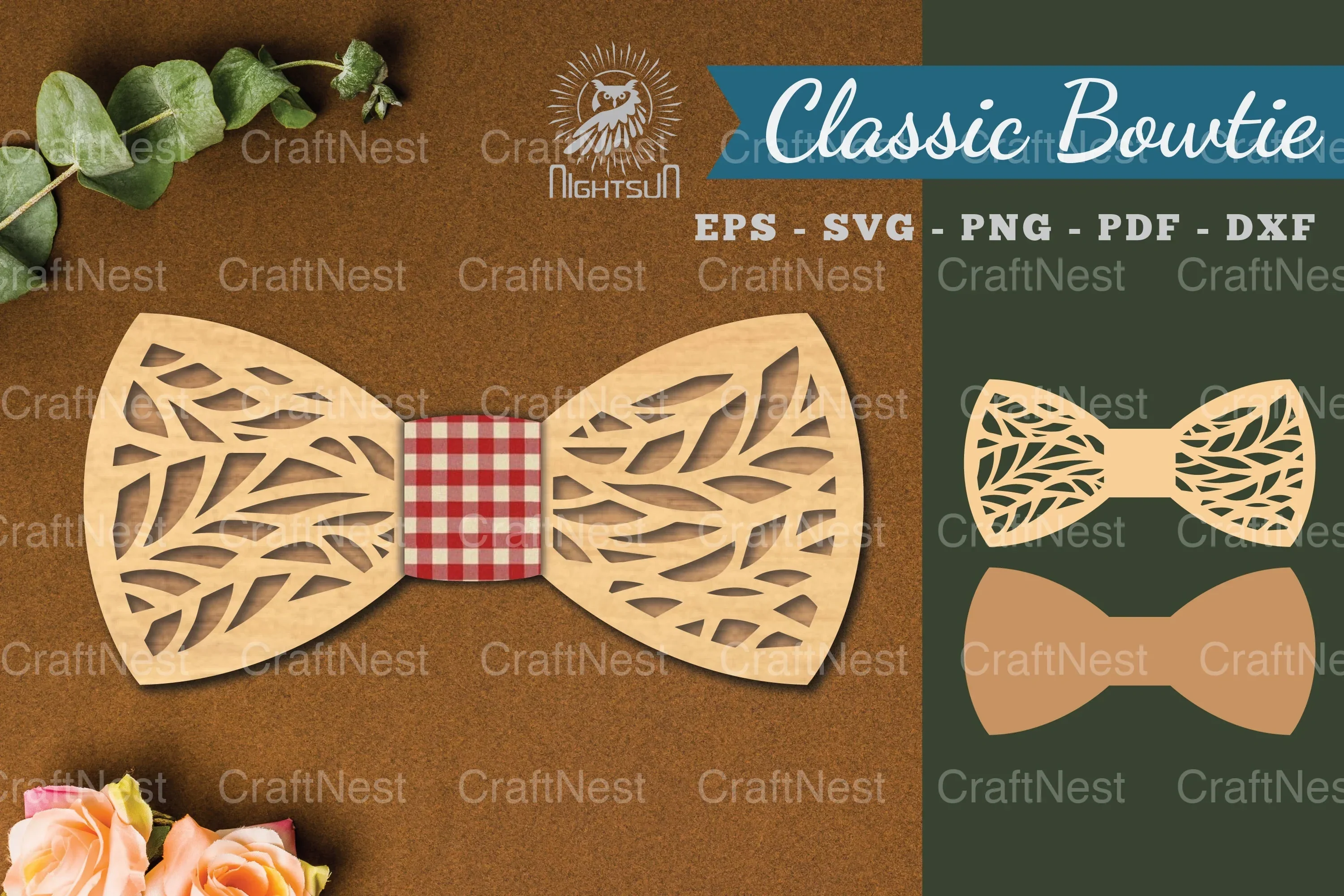 Abstract Pattern Laser Cut Bowtie Clipart Bundle