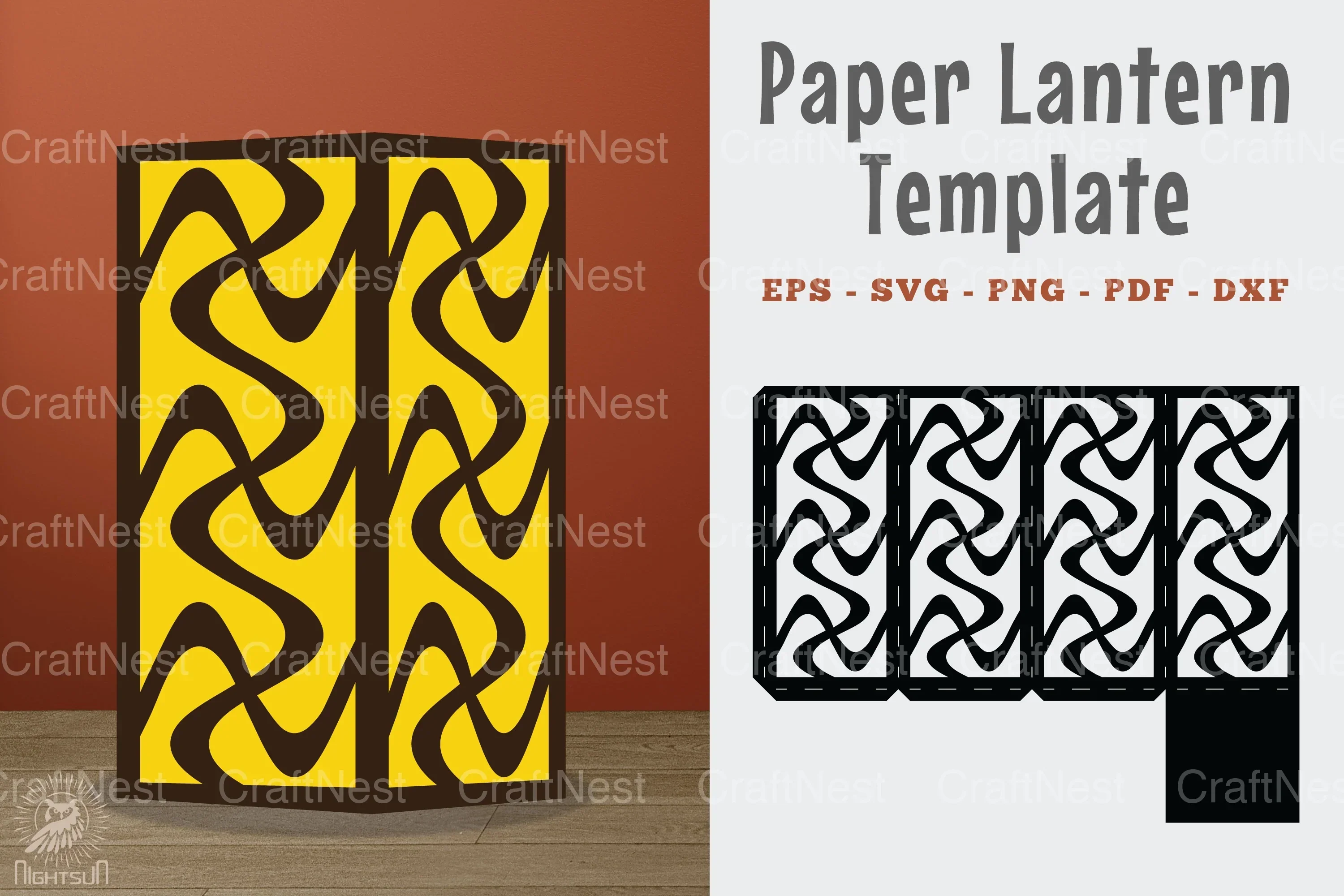 Abstract Pattern Paper Lantern Template Bundle