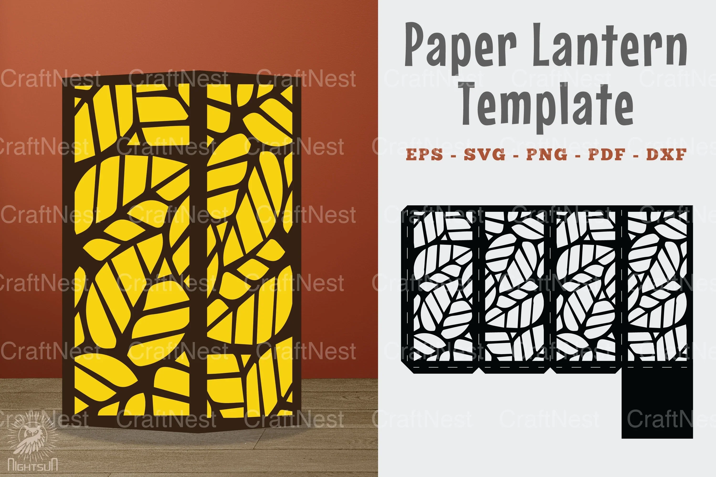 Abstract Pattern Paper Lantern Template - Clipart Bundle