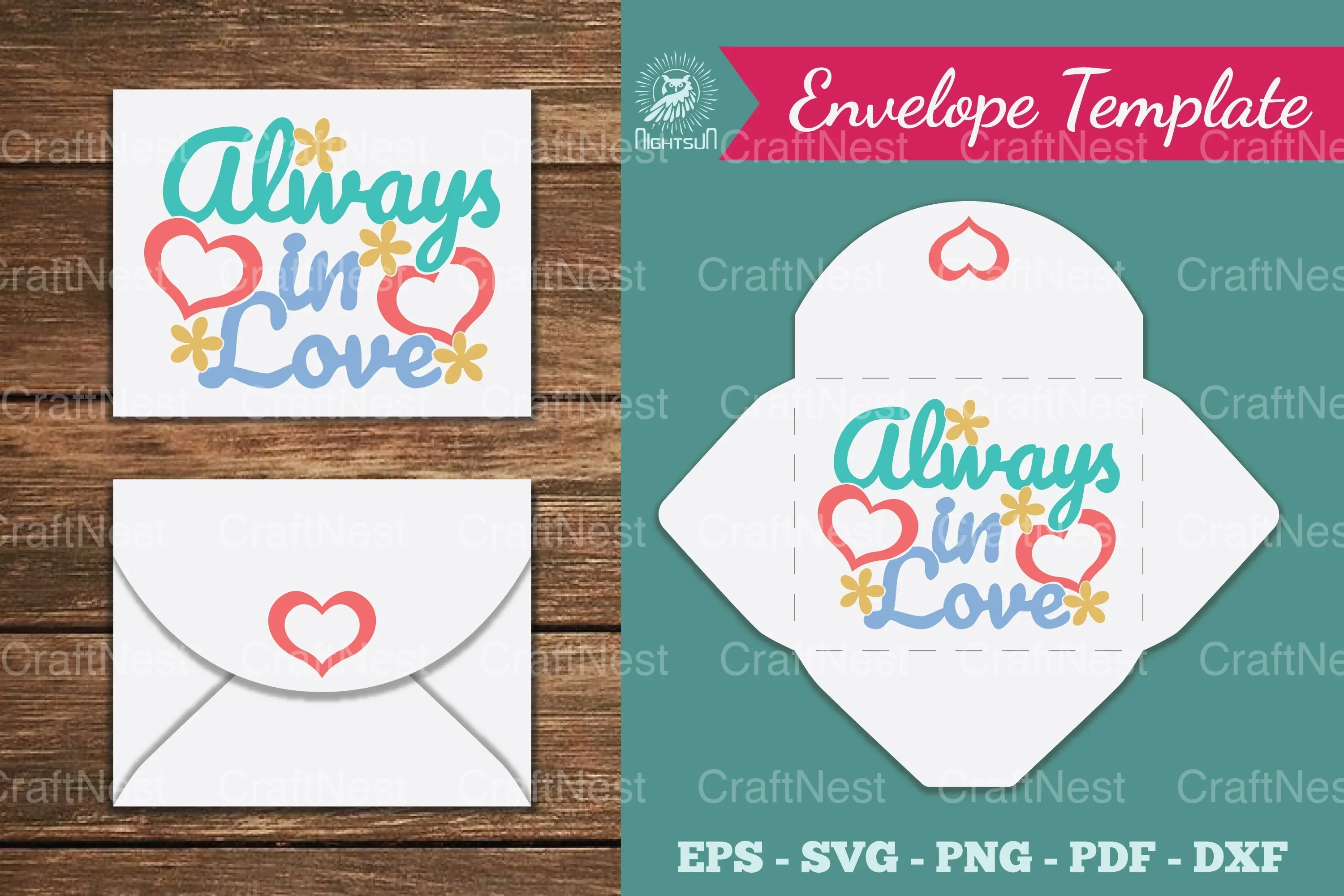 Always in Love Envelope Template Clipart Bundle
