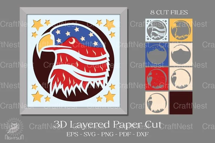 American 3D Layered Paper Cut Clipart Bundle