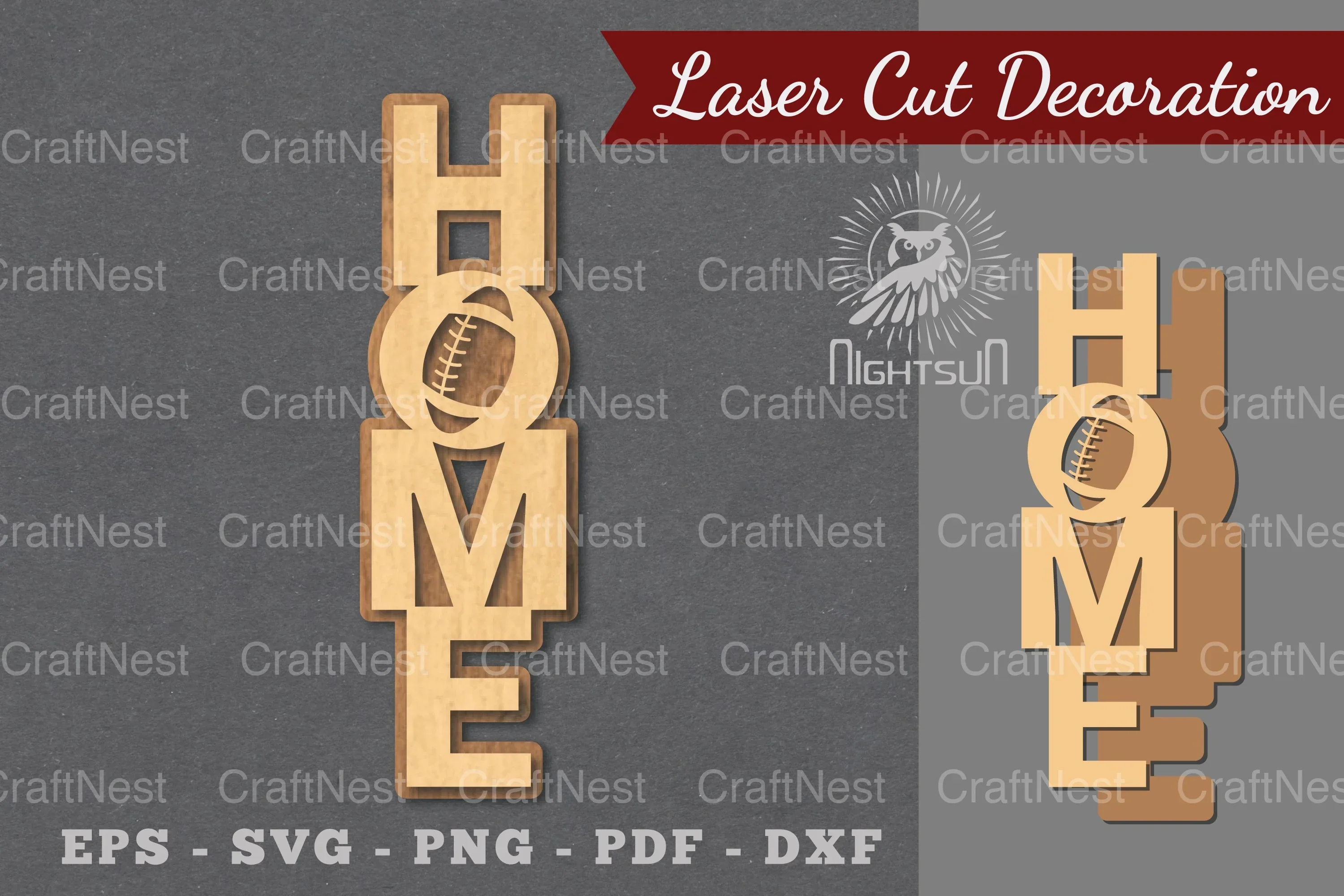 American Football Home Laser Cut Decoration Clipart Bundle
