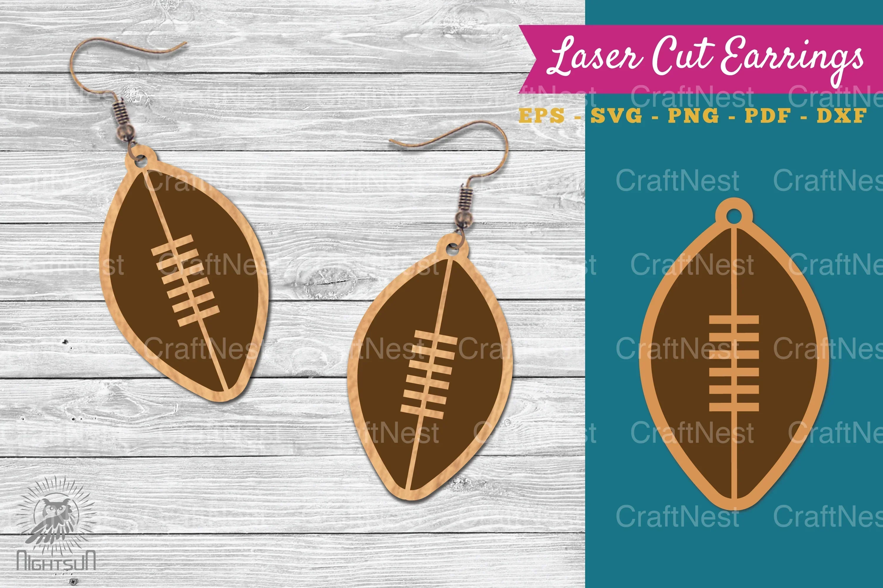 American Football Laser Cut Earrings Clipart Bundle