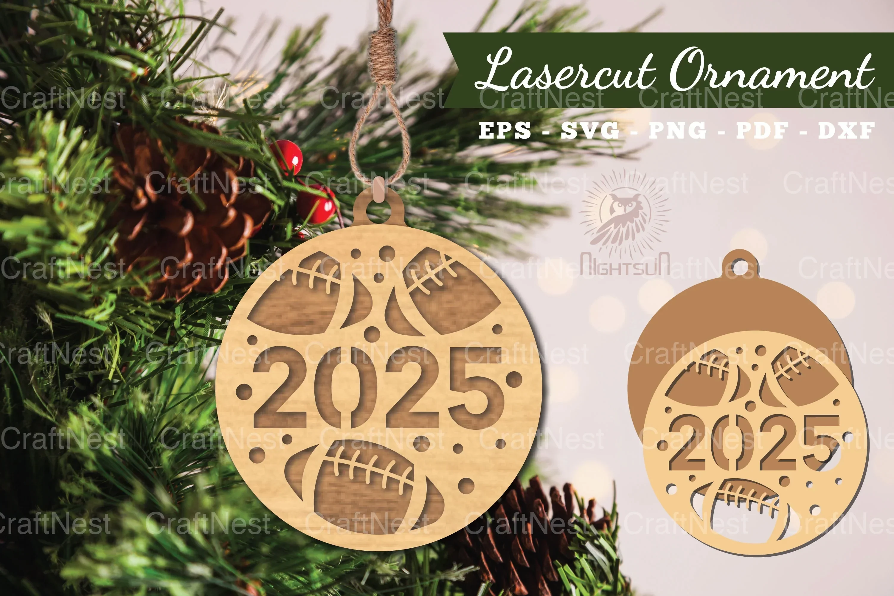 American Football Laser Cut Ornament Design Bundle 2025